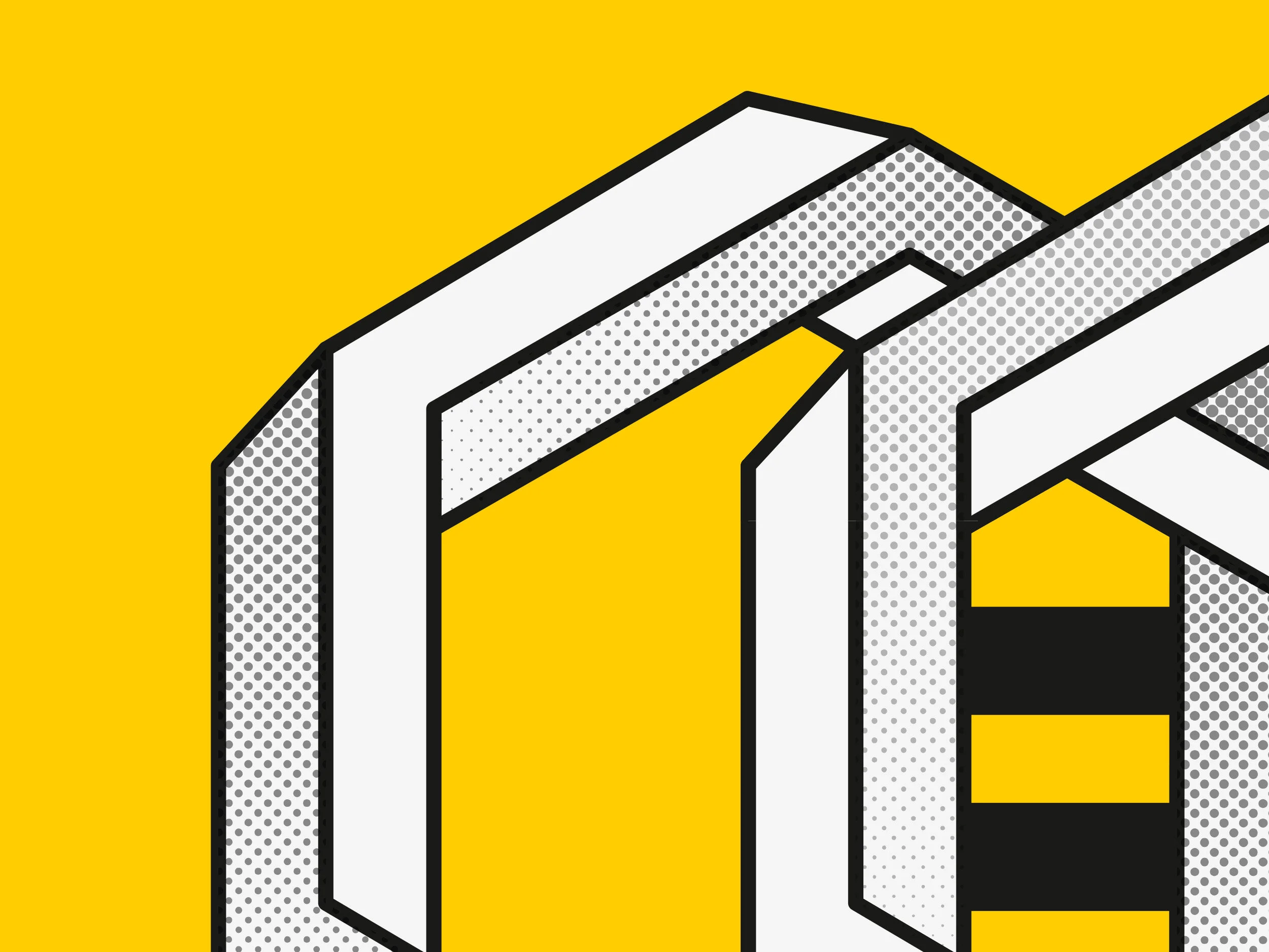 Halftone gradients give depth to the illustration.