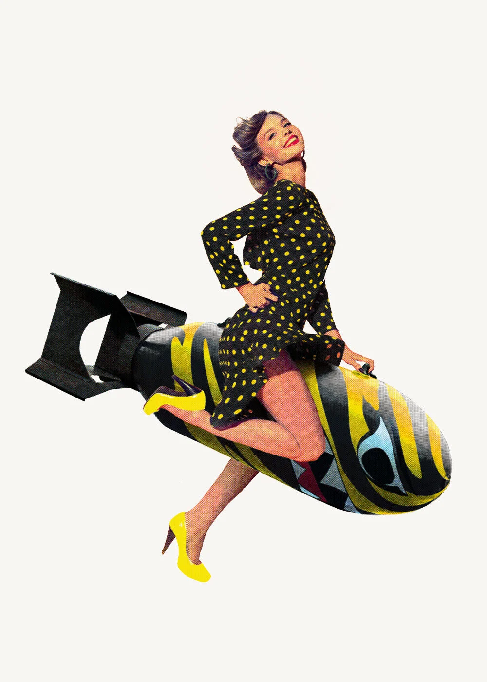 Branding has been incorporated into the dress she is wearing.