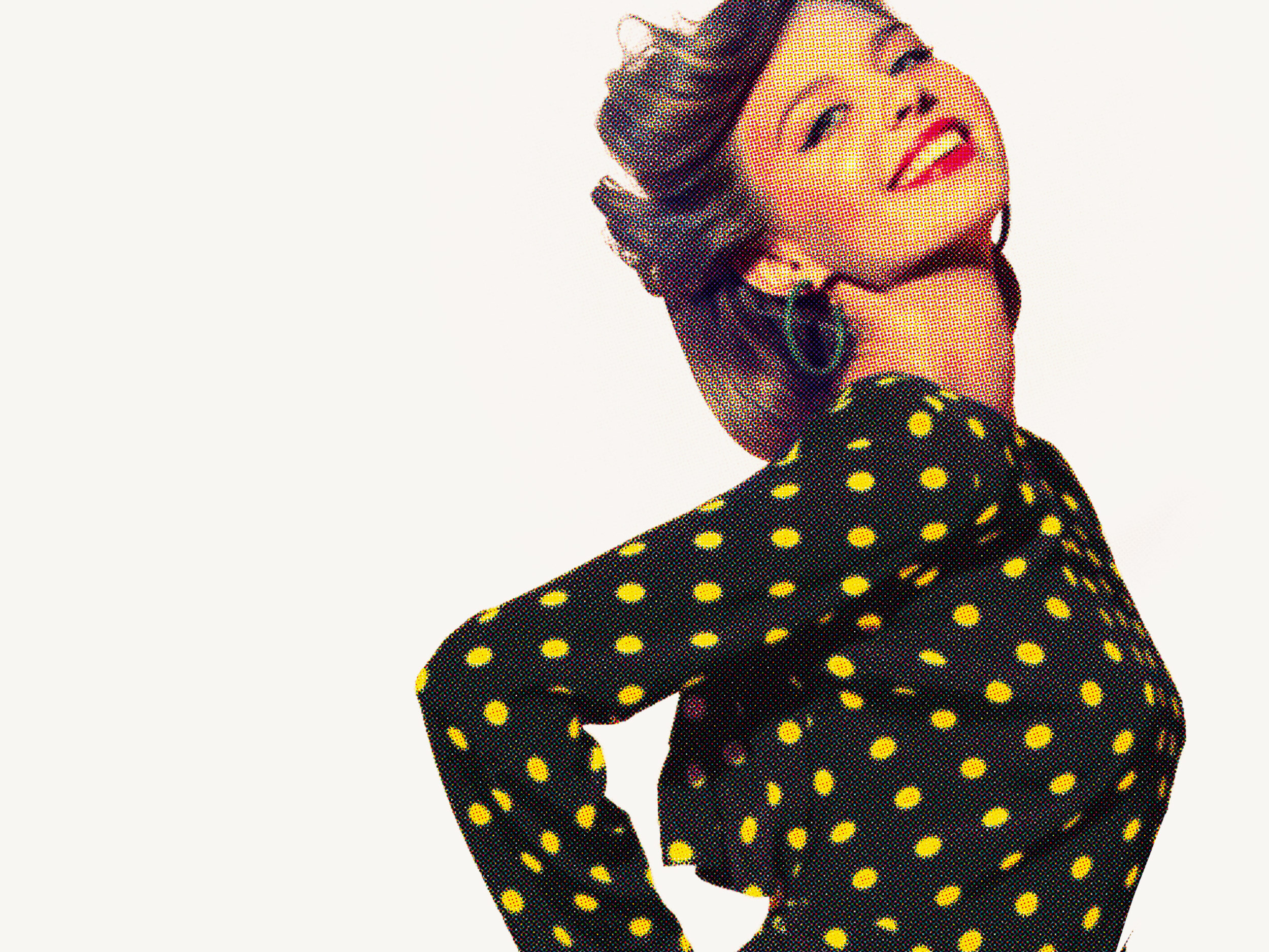 The illustration has a retro halftone effect.