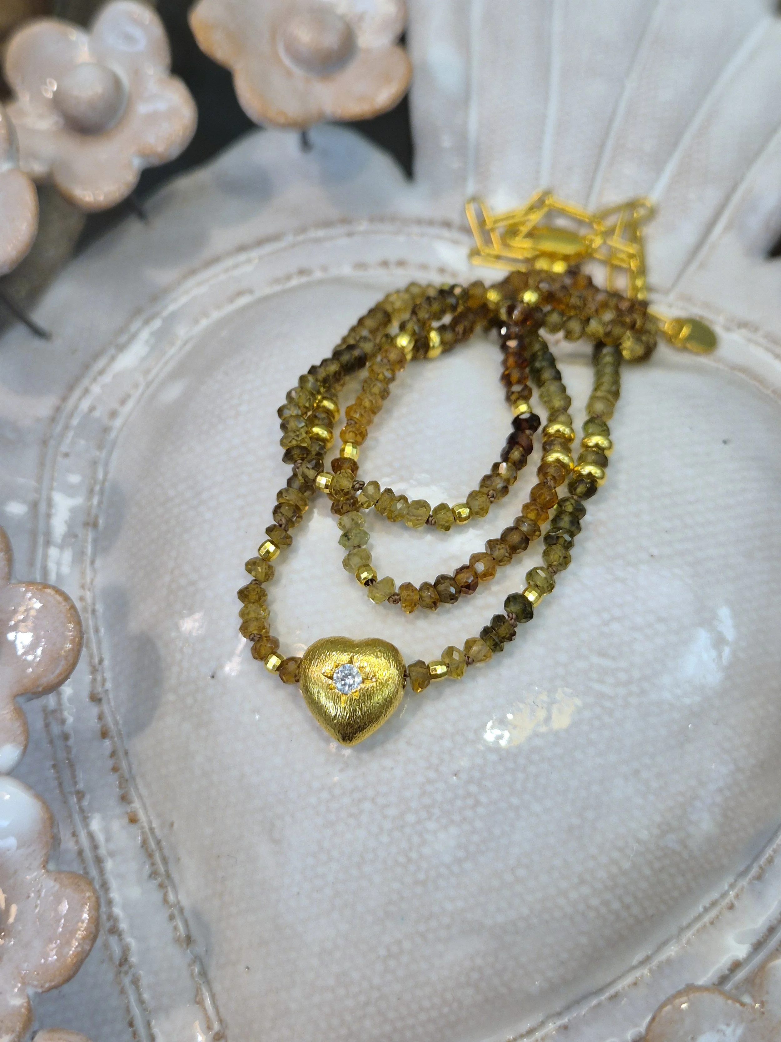 collana con cuore e tormaline