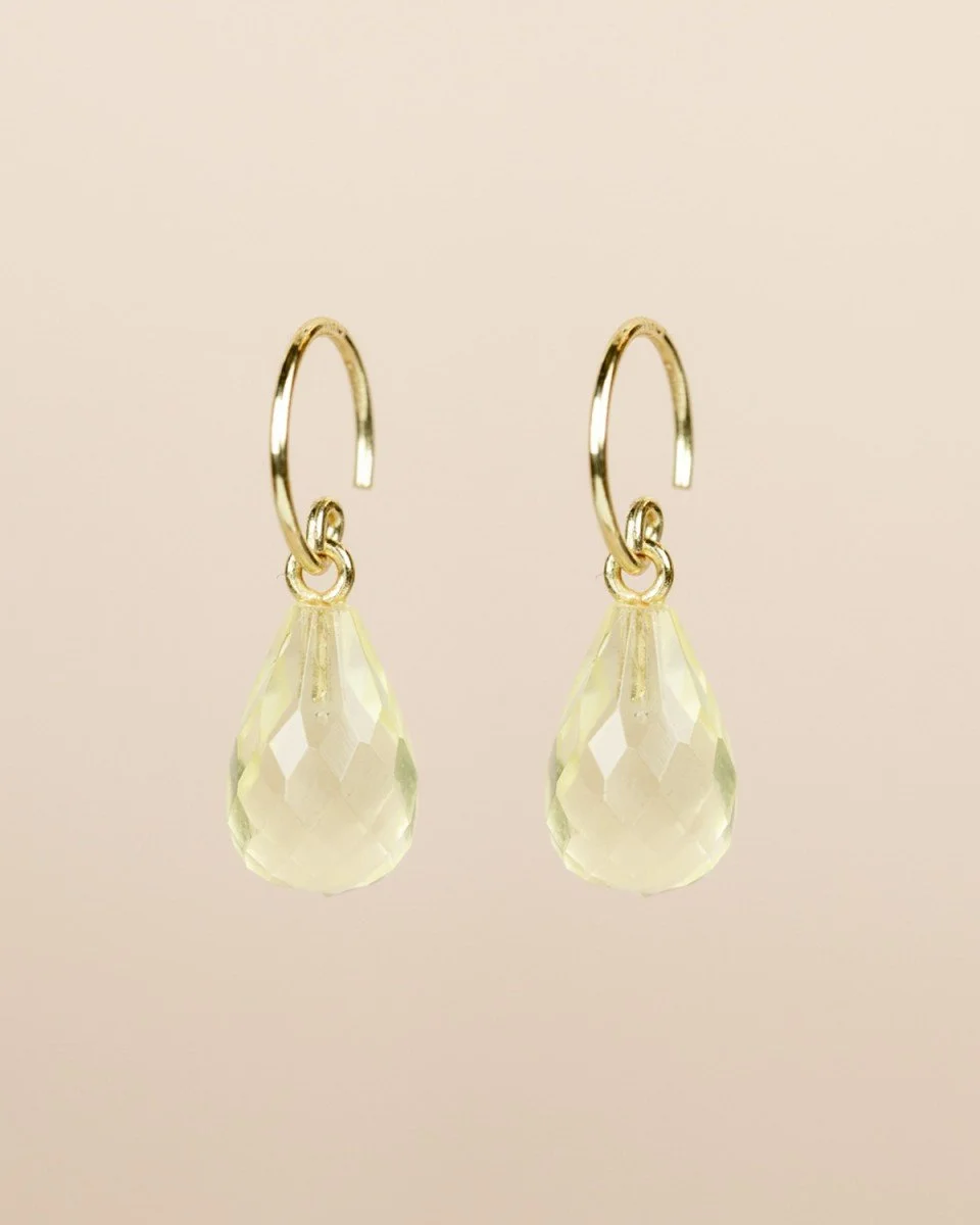 orecchini con goccia di quarzo lemon