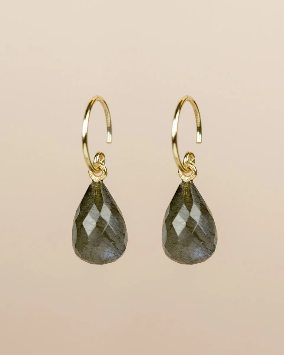 orecchini con goccia di labradorite