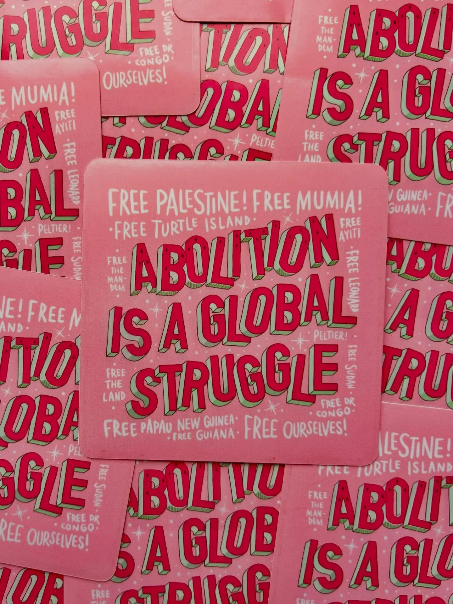 Abolition is a Global Struggle! 🍉✨ 

Book a ticket to our next Rebel Zine Club: Love Letters to Palestine facilitated by @malak.yassine_ and you get one of our exclusive Abolition is a Global Struggle stickers and many other goodies in a zine kit po