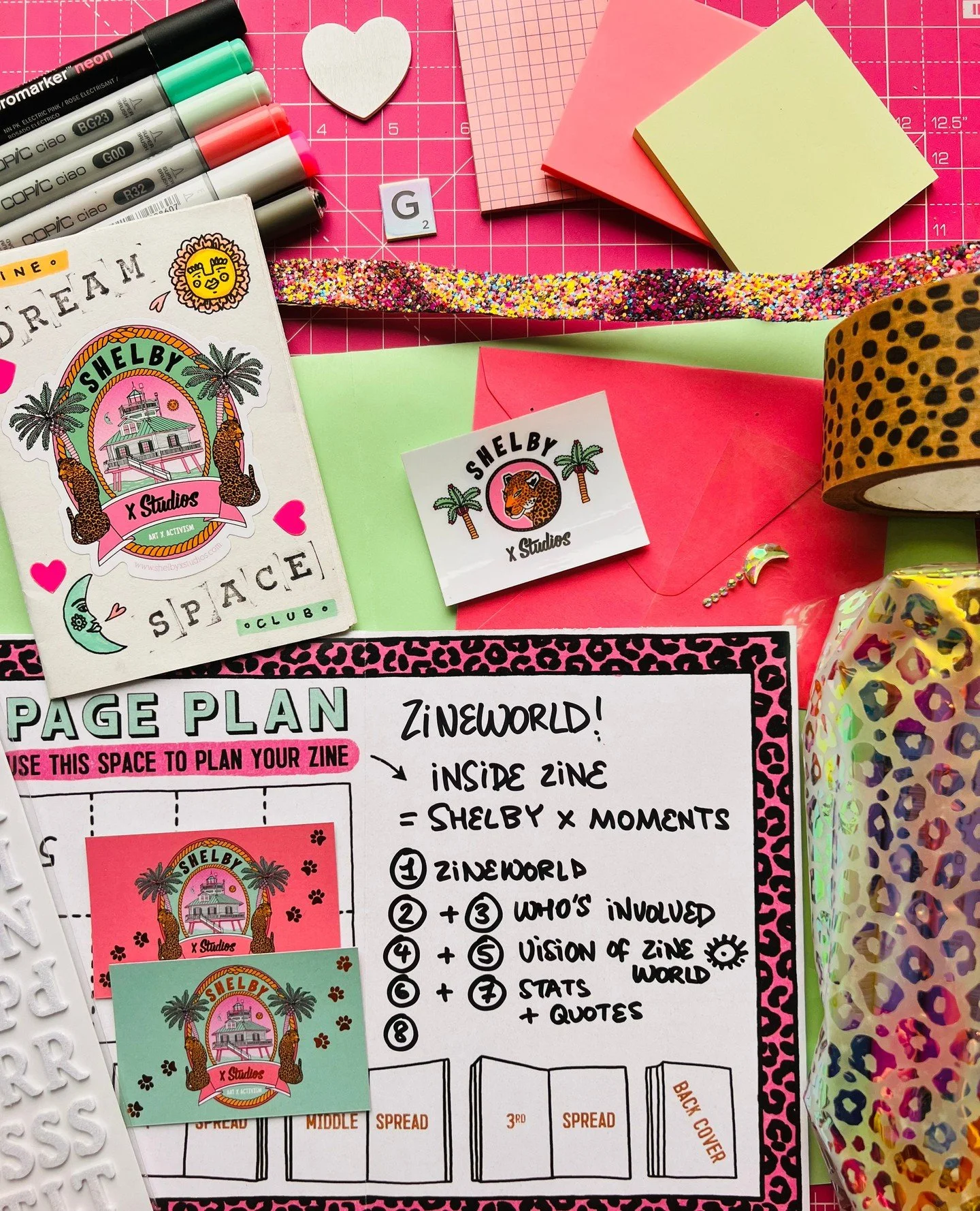 We used our 'Guide to Making Your Own Mini Zine' to plan our Zine about Shelby x Studios' key moments over the past 6 years since launching. This Zine is about a Dream Space / Zine Space in a galaxy far far away from our current imperialist nightmare