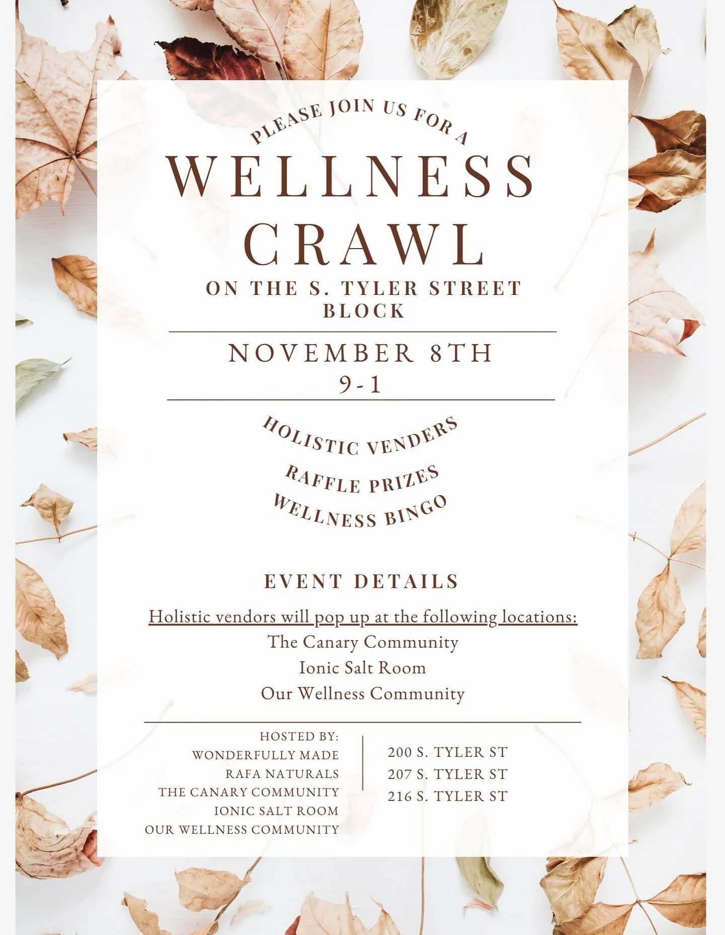 If you didn’t receive it, our newsletter came out today highlighting some pretty cool happenings over the next month. Link to sign up is in the bio 🔗
One of those things is our Holistic Wellness Crawl! Think pub crawl, but elderberry syrup an