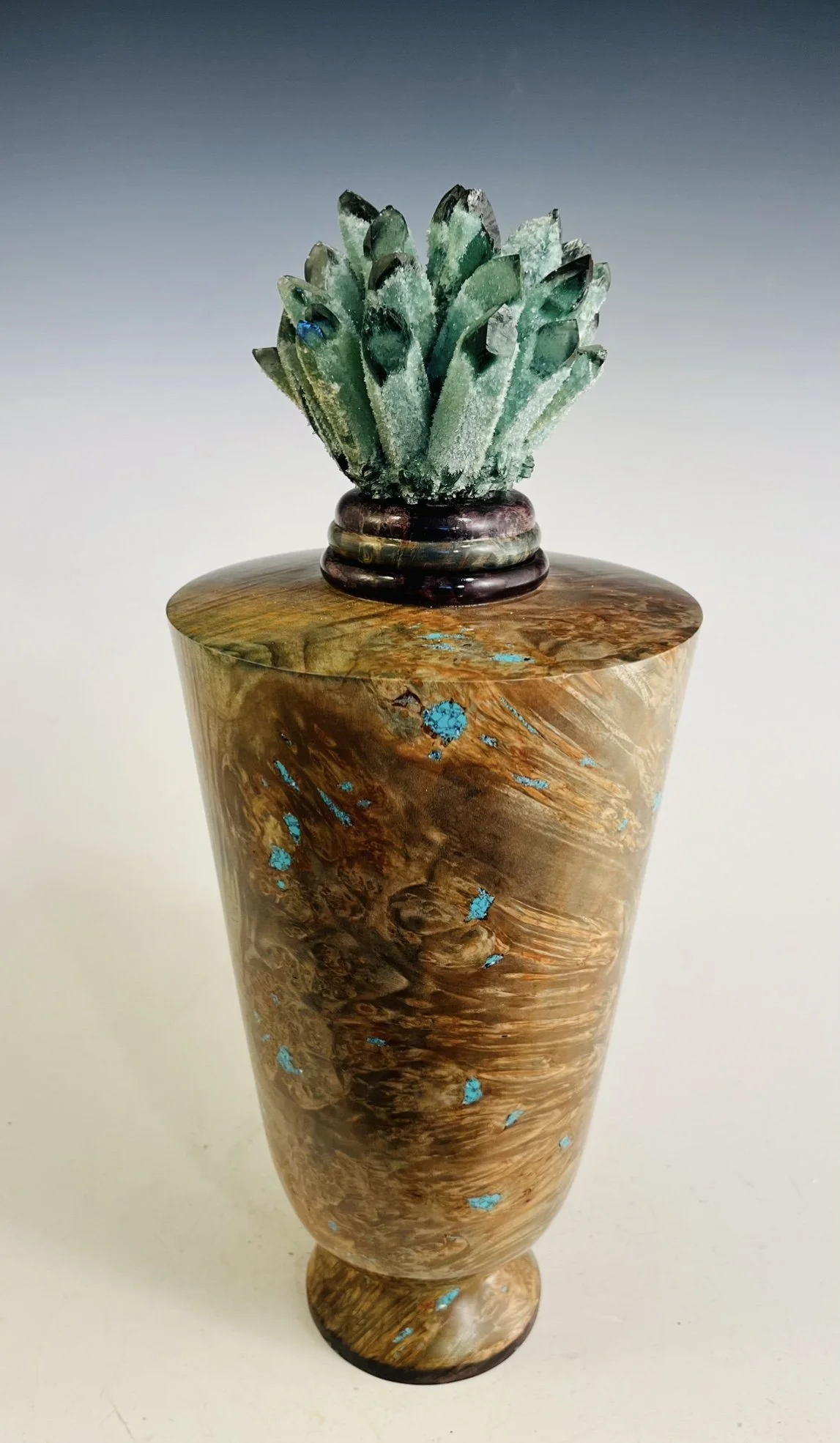 Maple Burl Hollow Form/ Green Quartz