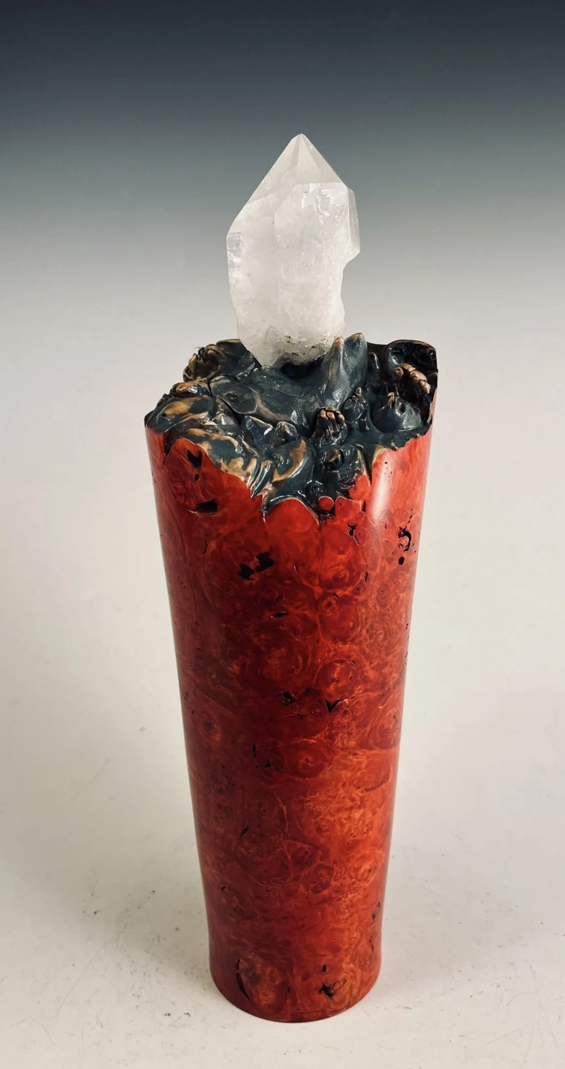 Maple Burl Hollow Form / Quartz Crystal