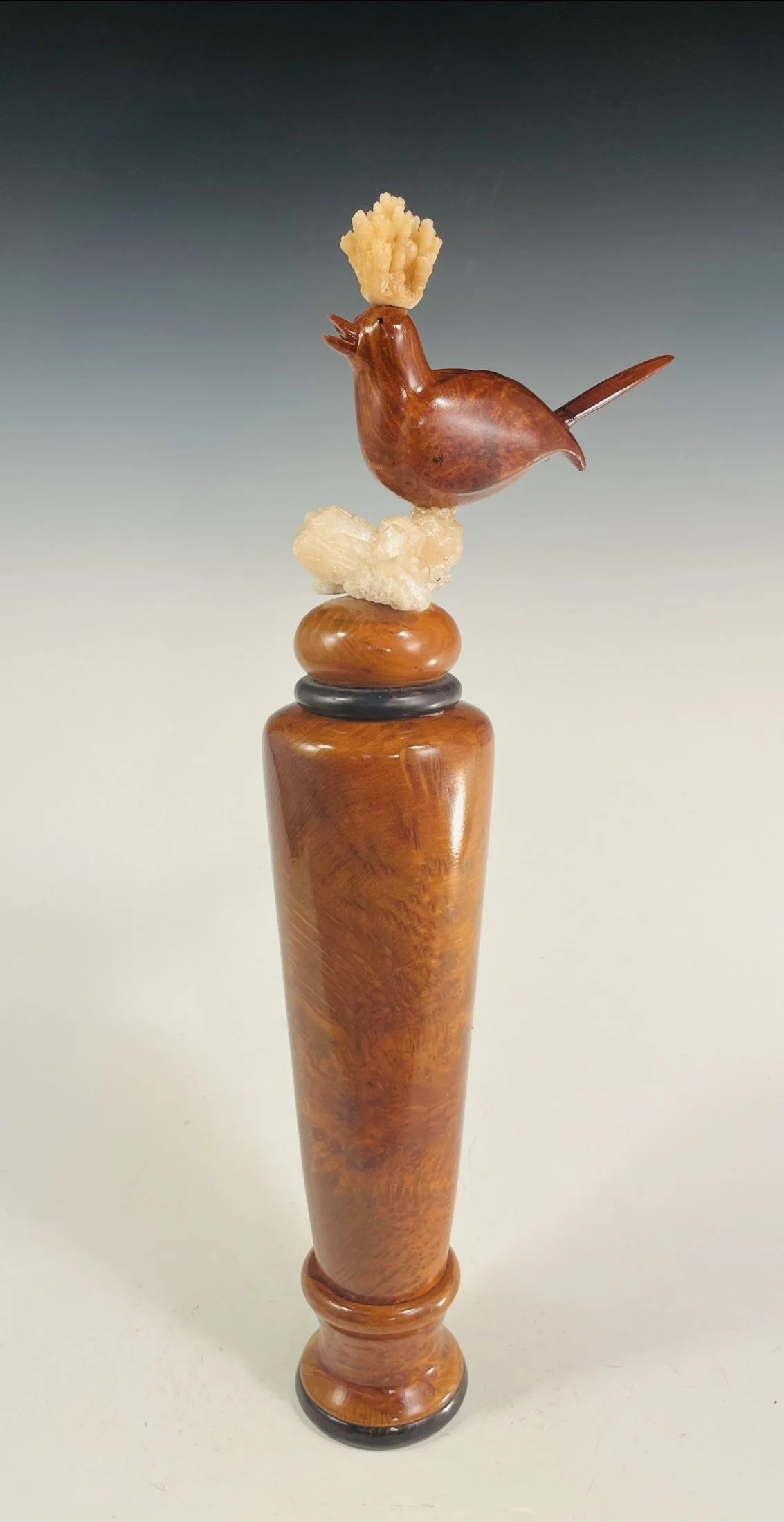 Singing Bird /Redwood Burl / Calcite