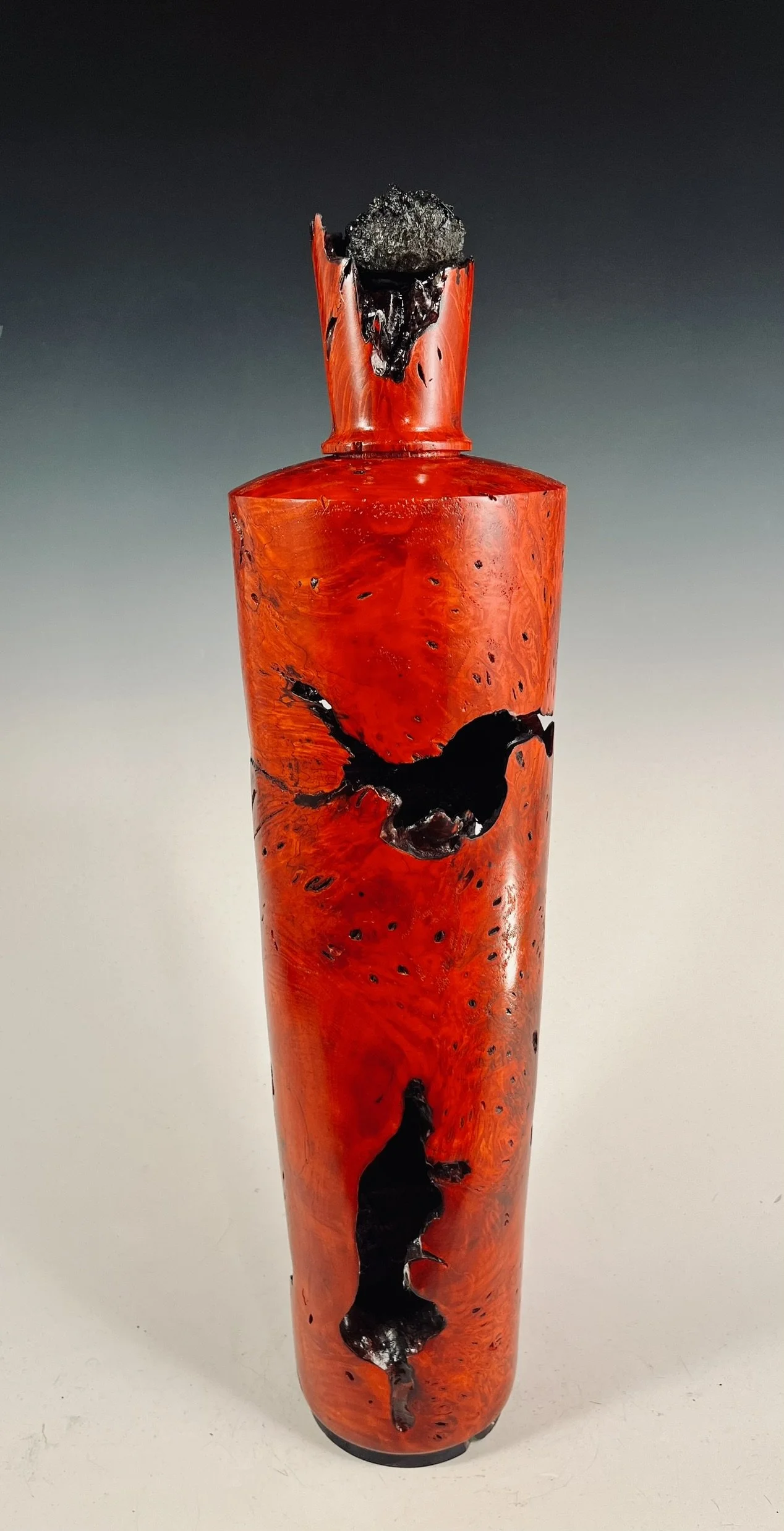 Buckeye Burl Hollow Form with mineral specimen