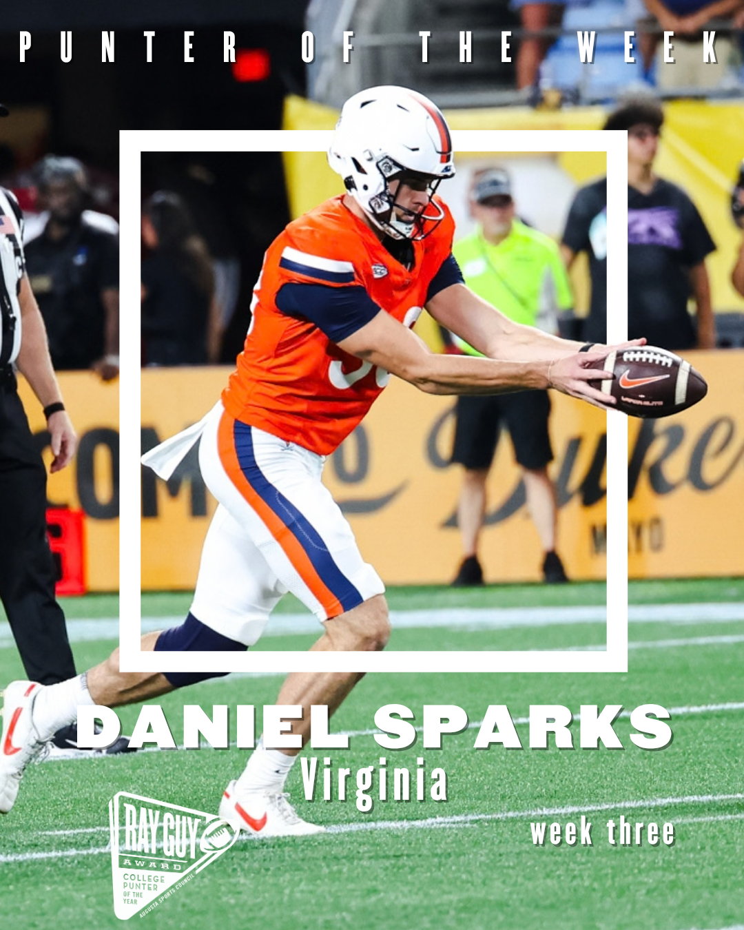 2026 Ray Guy Award Punter of the Week, Week 3: Daniel Sparks, Virginia