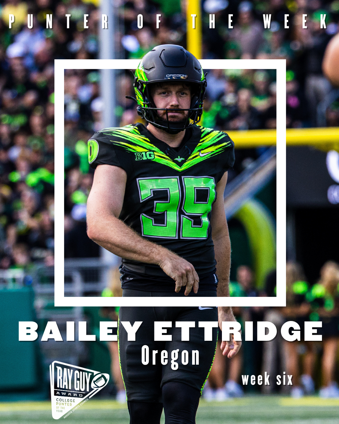 2026 Ray Guy Award Punter of the Week, Week 6: Bailey Ettridge, Oregon
