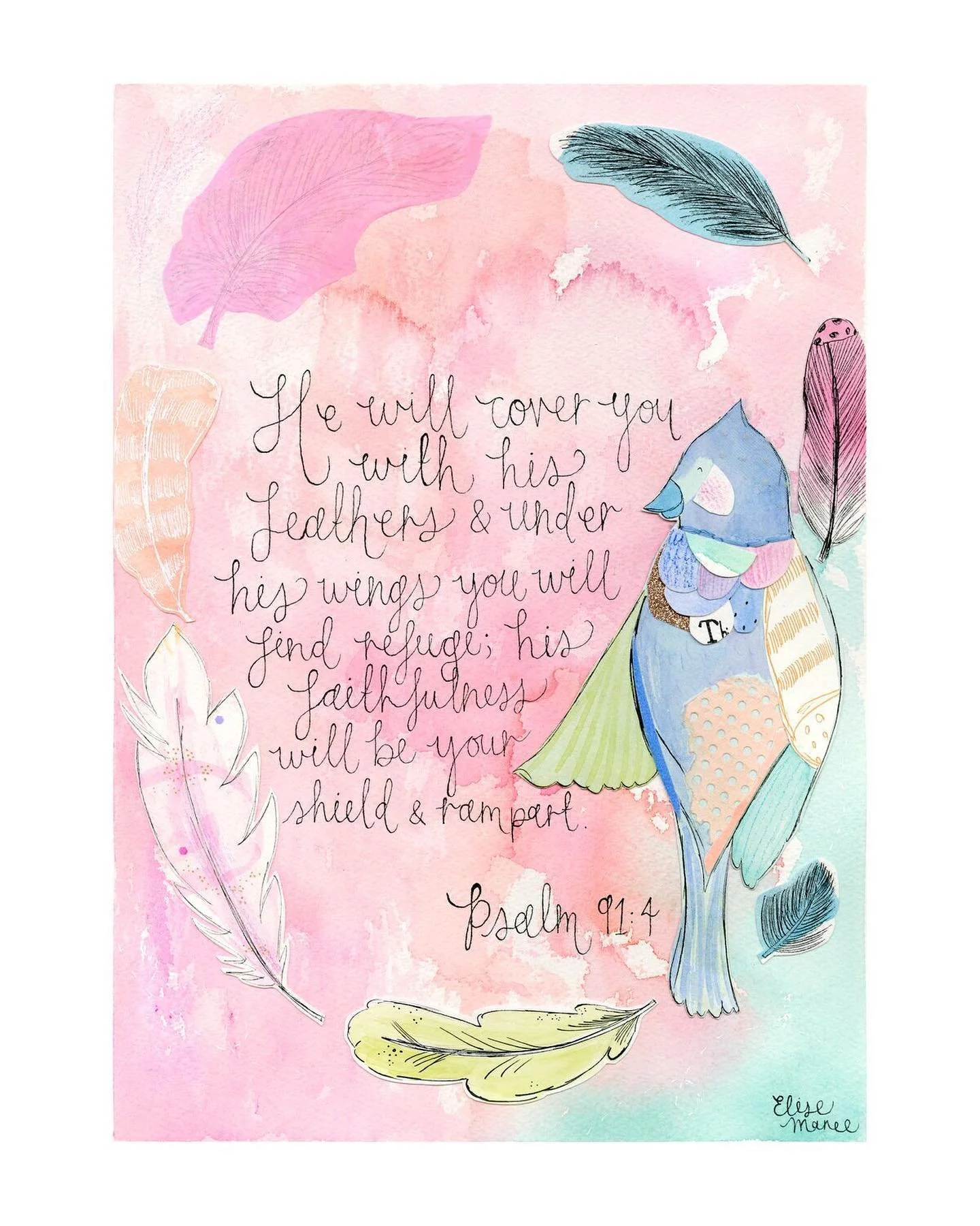 "He will cover you" Art Print