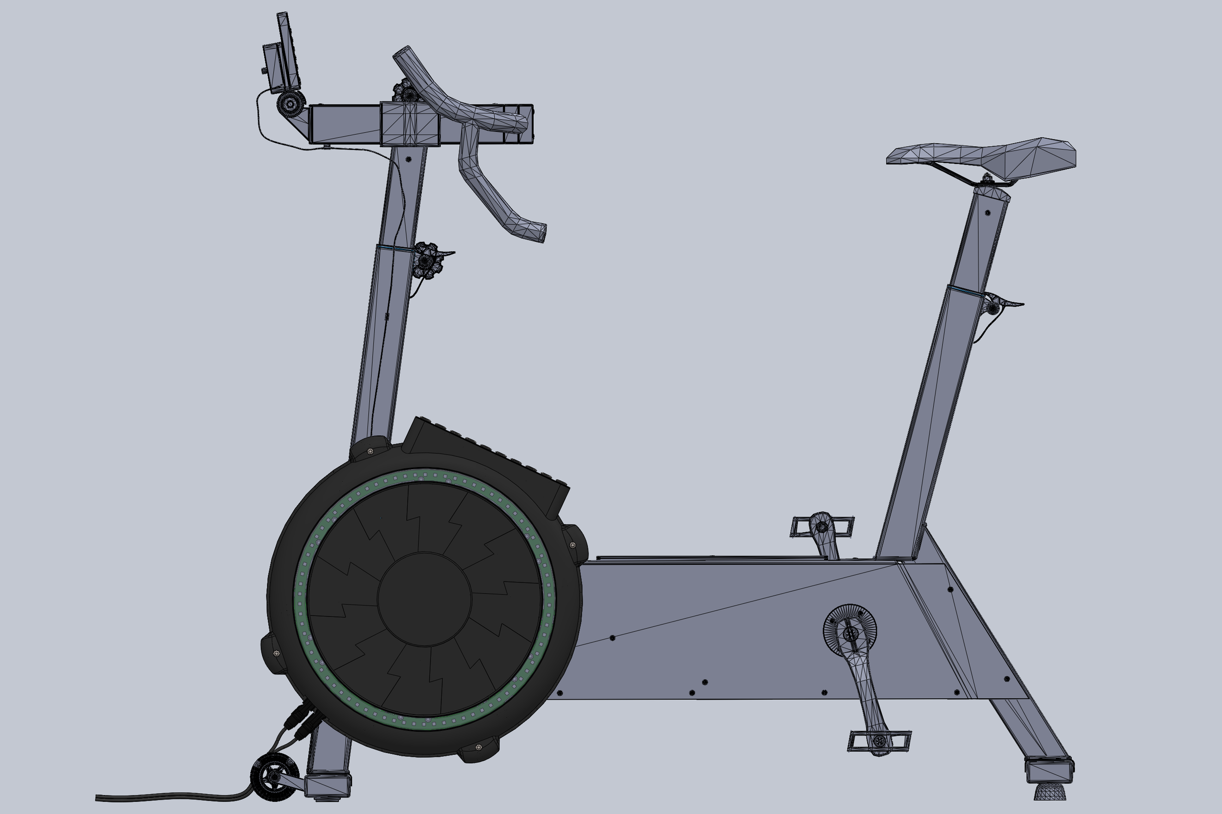 A screenshot from CAD showing development of the BikeErg exercise bike version created by Phoenix Consultants.