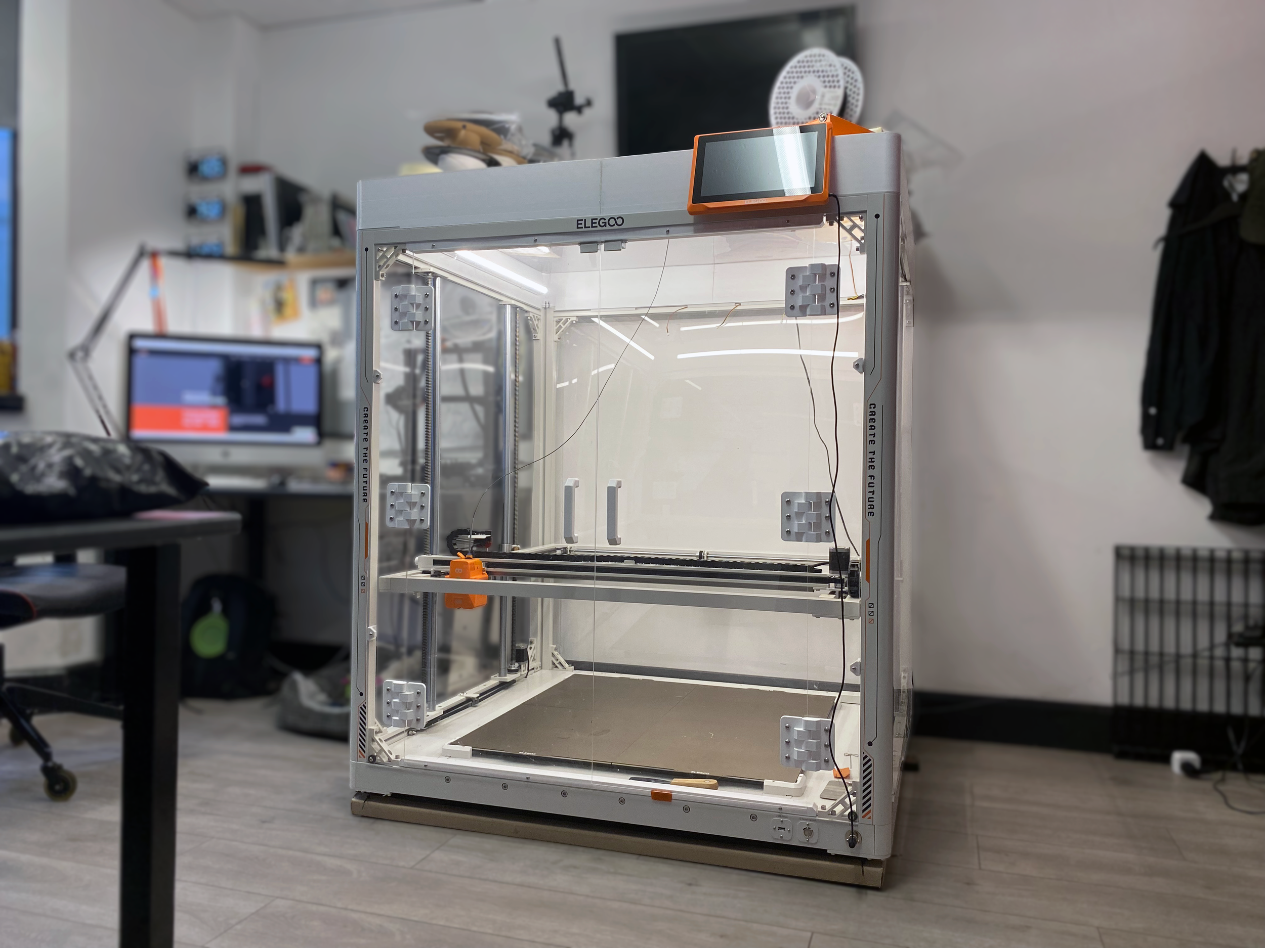 A photograph of a floor standing large format 3d printer (800x800x1000mm build volume) inside the Phoenix Consultants design studio in Gloucester, UK.