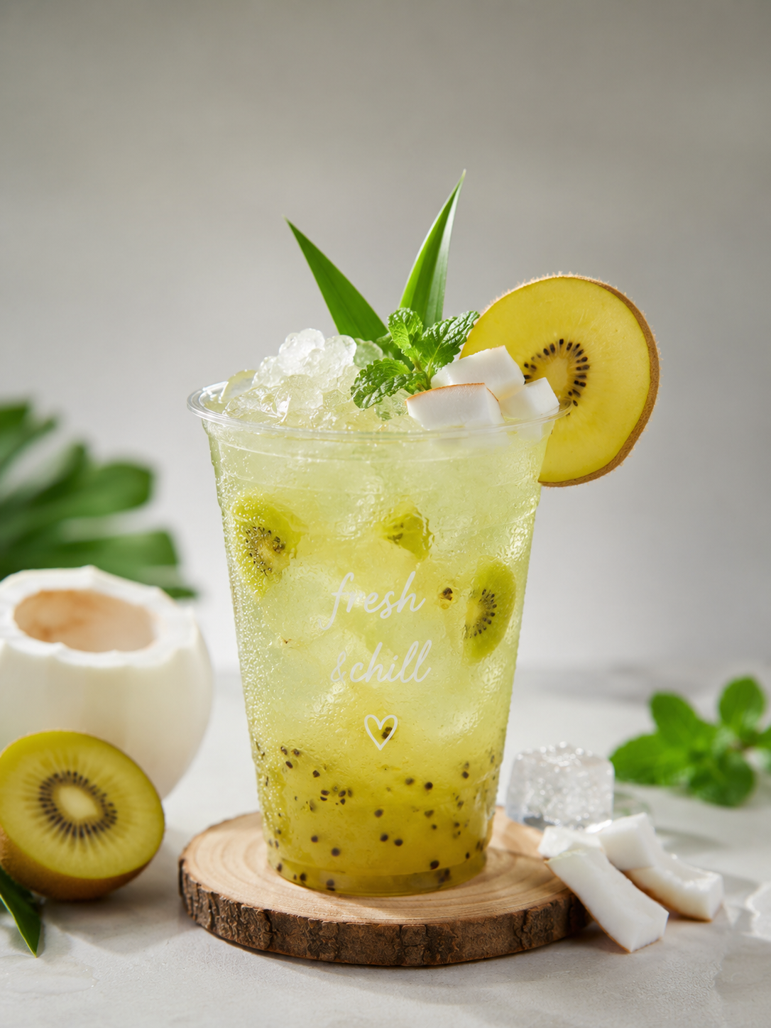 Our Kiwi Muddle with Coconut Juice combines freshly muddled kiwi with refreshing coconut juice for a naturally tropical, lightly sweet, and fruity drink—cool, refreshing, and perfect for any time of the day.