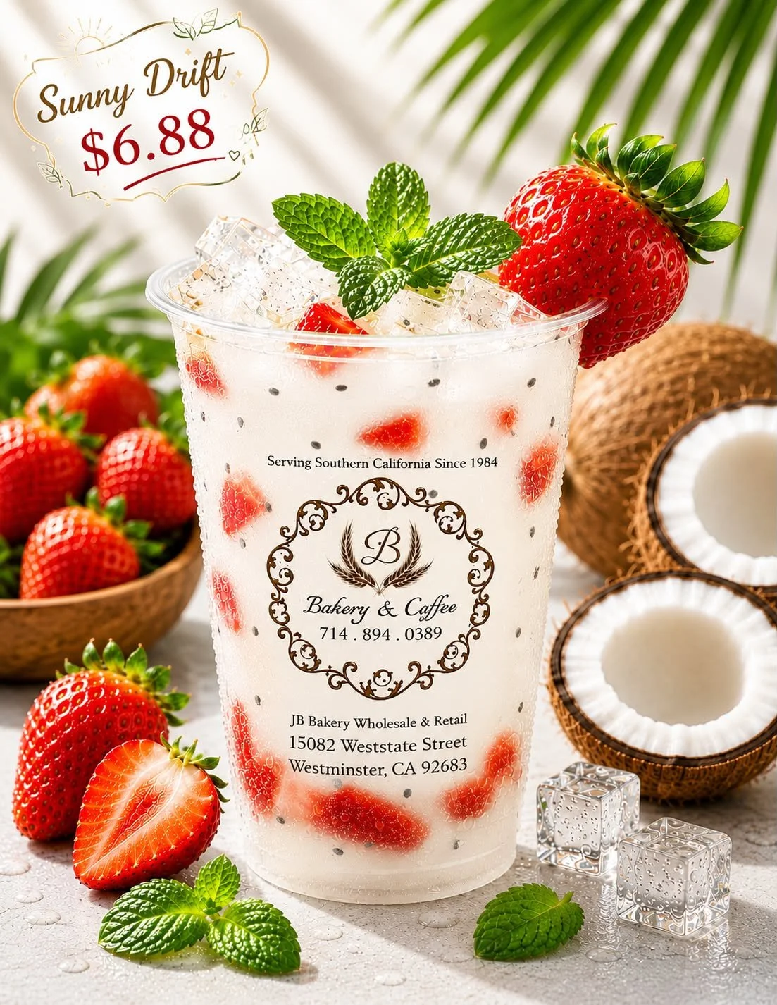 Our Strawberry Muddle Coconut Juice combines fresh, juicy strawberries gently muddled with refreshing coconut juice for a naturally fruity, tropical drink that’s light, refreshing, and bursting with fresh strawberry flavor in every sip.