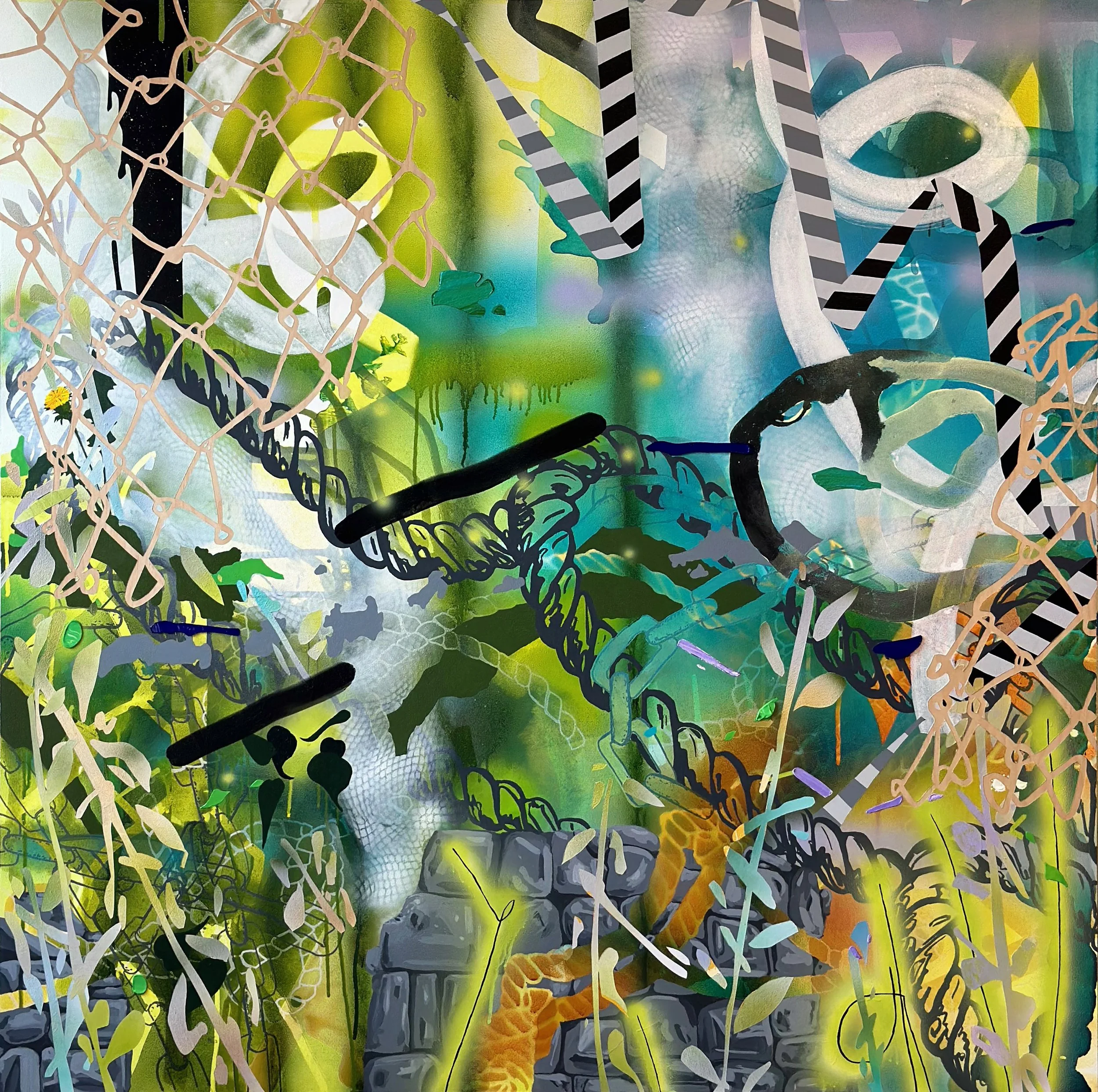 Toward an Edge, 2023, 48 x 48 inches, acrylic on wood panel