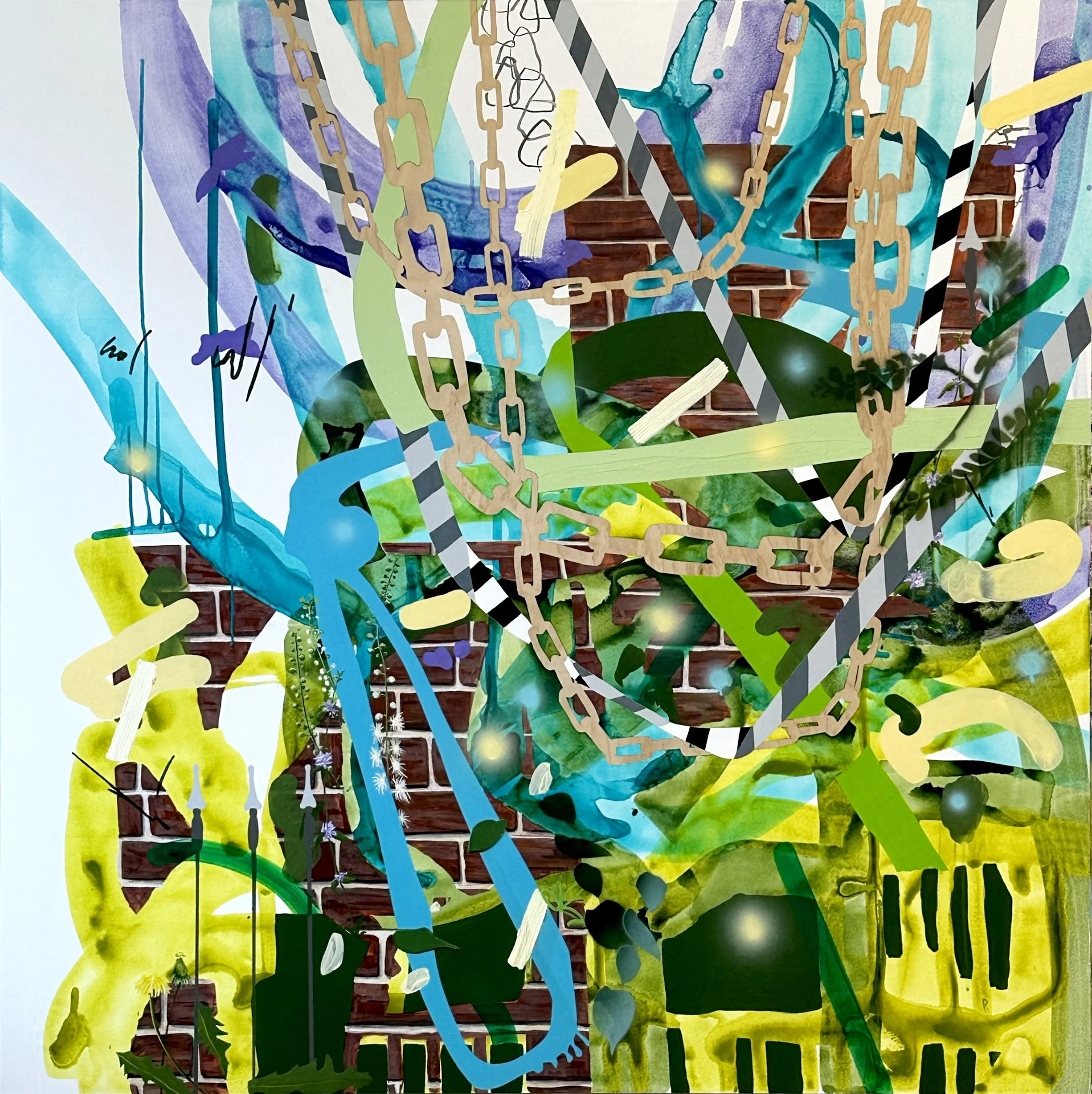 On and On, 2024, acrylic on wood panel, 48 x 48 inches