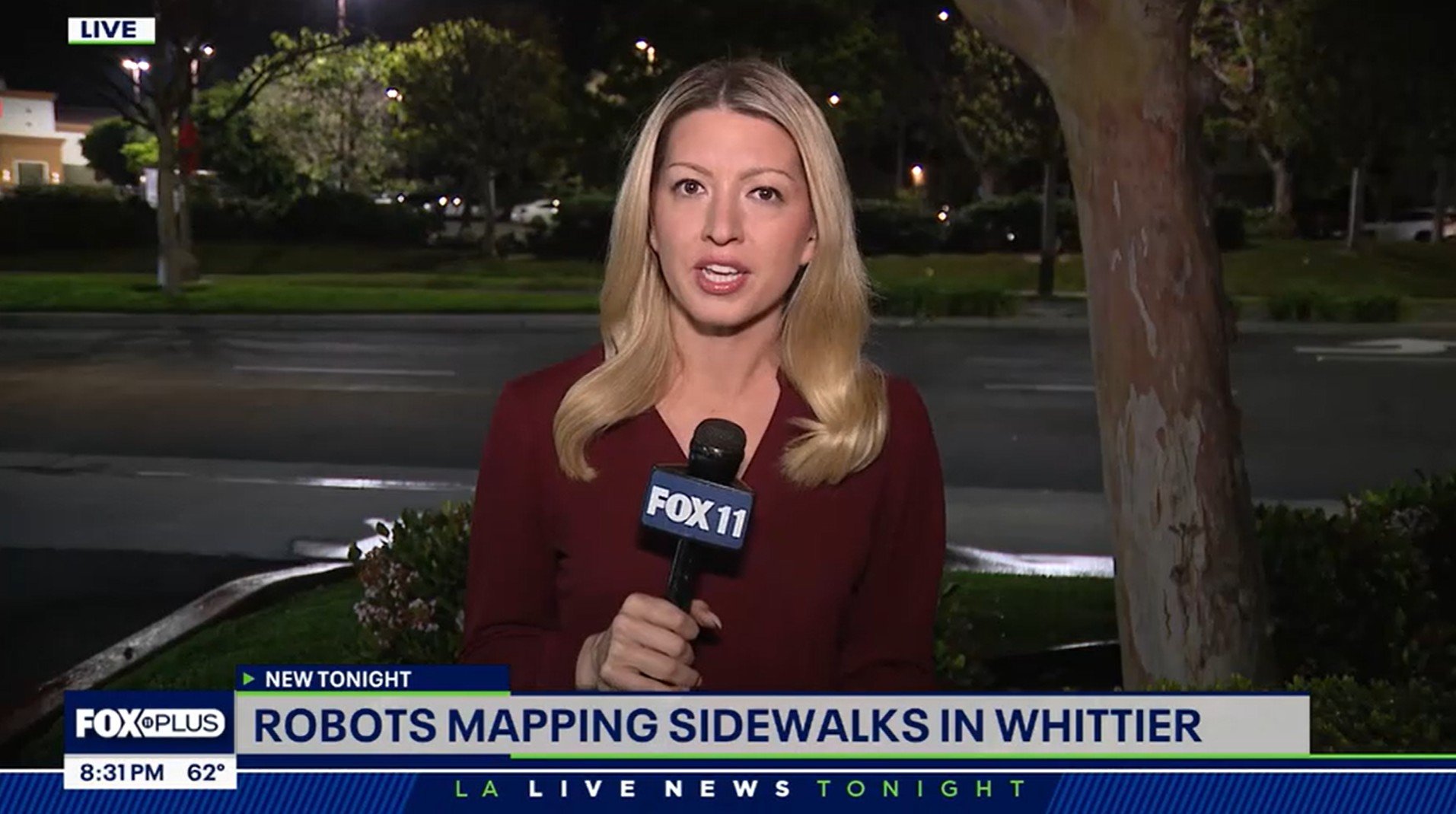 Fox 11 anchor breaks story about Dax robots in Whittier