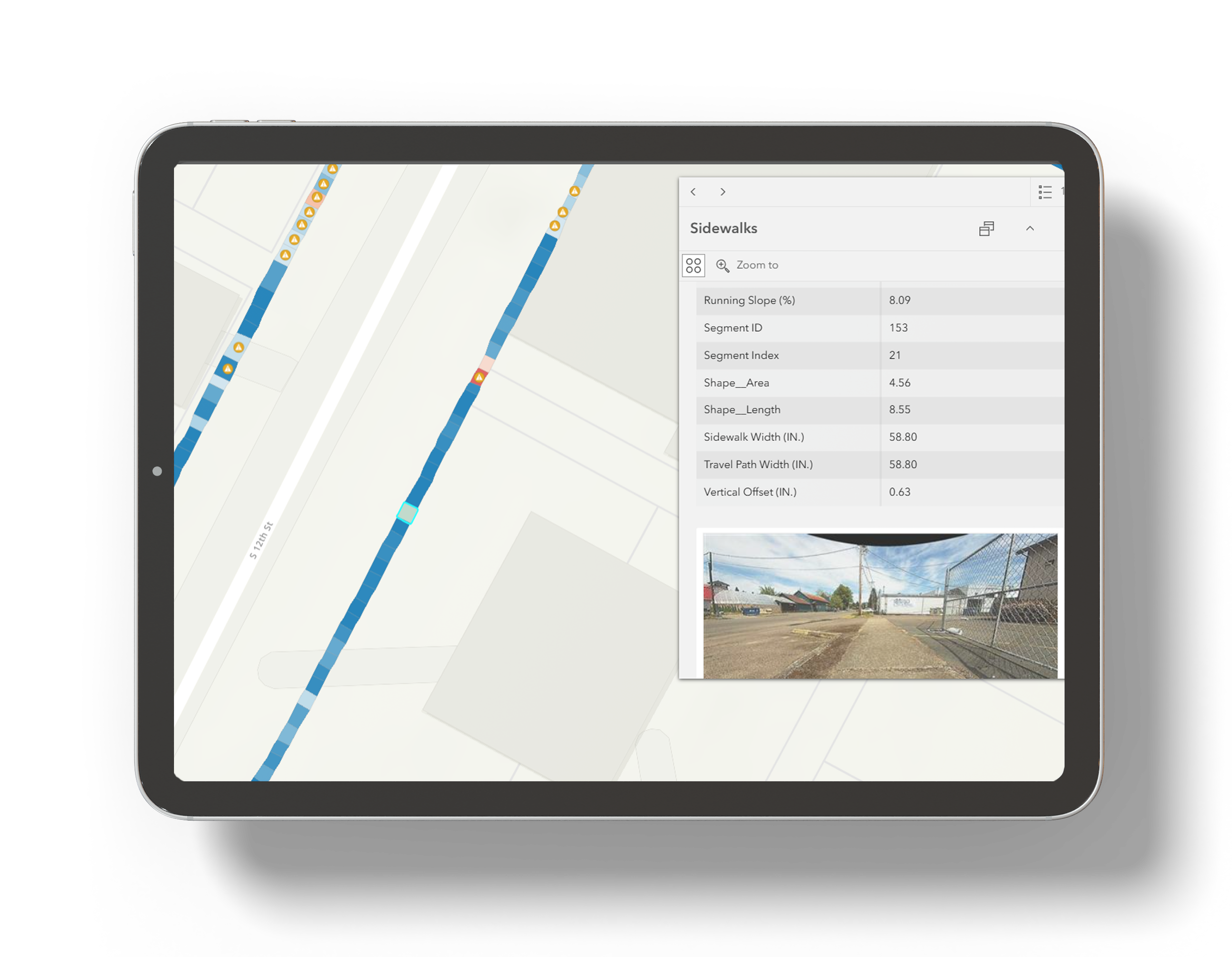 Daxbot ADA sidewalk evaluation data for Transition Plans in ArcGIS