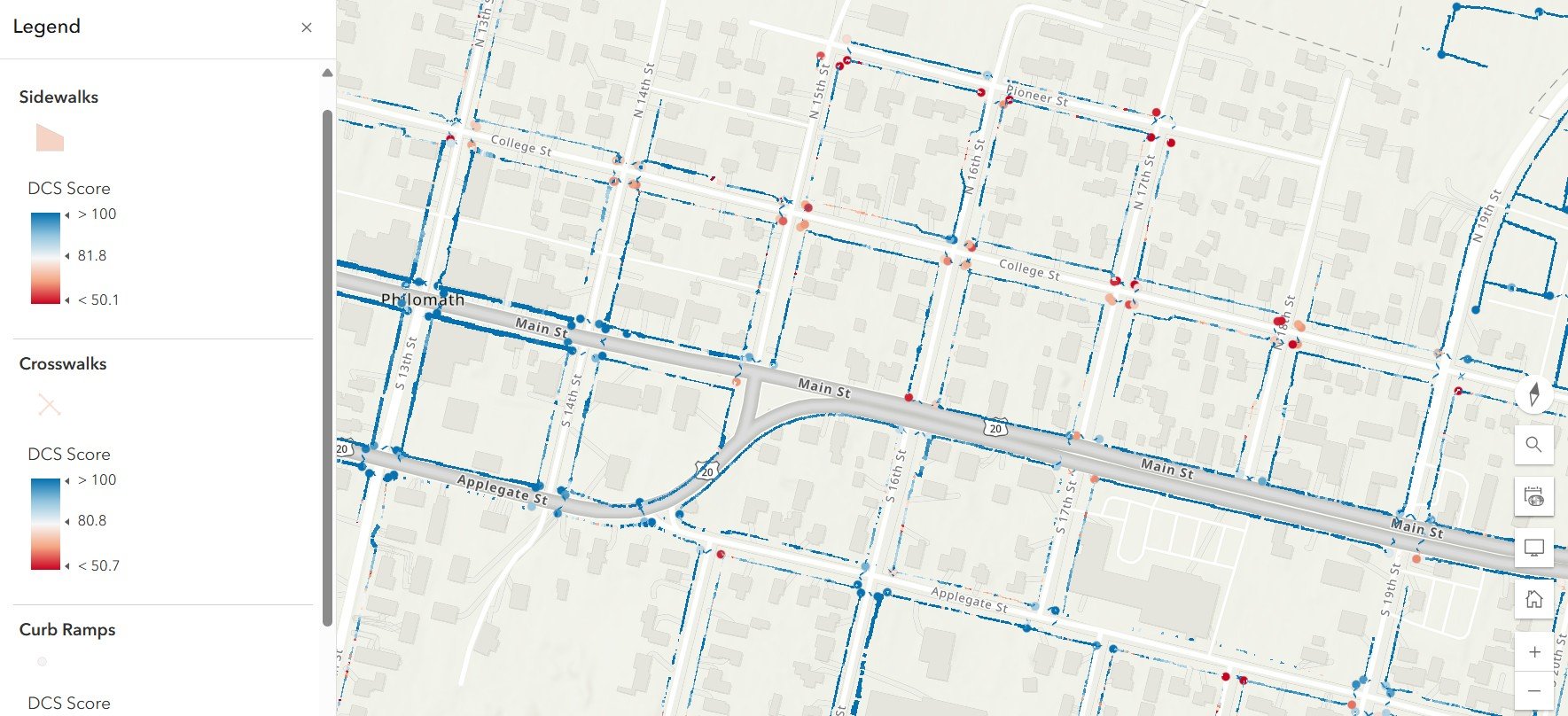 Easy-to-read sidewalk risk map for prioritizing repairs