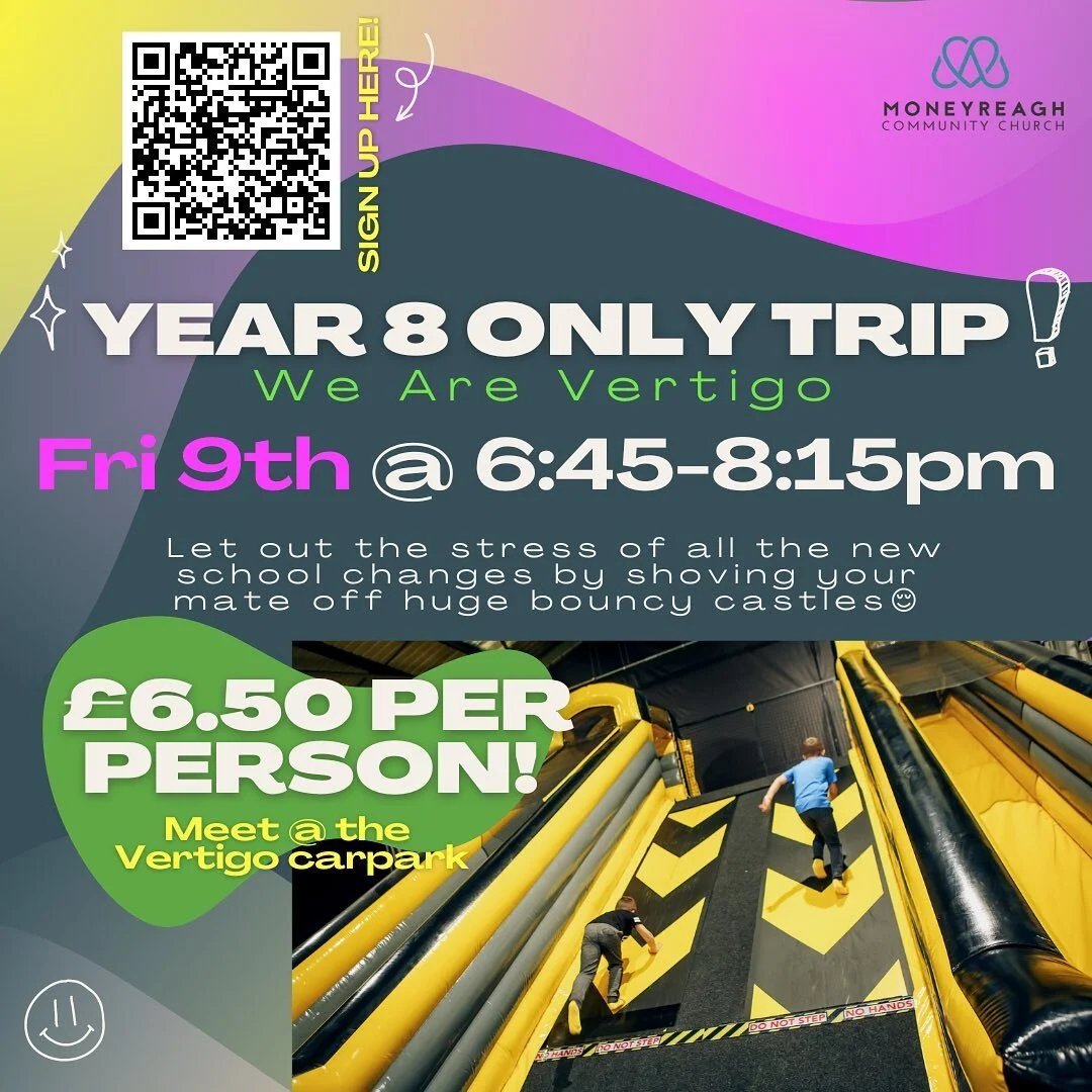 CALLING ALL NEW YEAR 8 'S!! 🕺🏻🤩🥳 

Shake off the stresses of all the new changes and come join us at  Vertigo! Bring your mates, meet new ones, push Ollie into the ball pits - what more could you want?😎

MEET IN THE CARPARK OF We Are Vertigo NEW