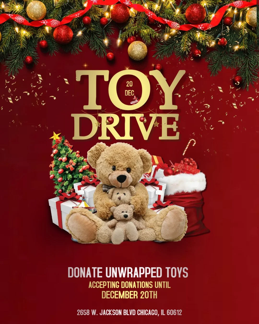 Help us bless families this Christmas! ✨
We&rsquo;re asking members to bring a variety of new, unwrapped toys and games as part of our Food Pantry Christmas Giveaway &amp; Toy Drive.

📍 2658 W. Jackson Blvd, Chicago, IL 60612
Your generosity helps u