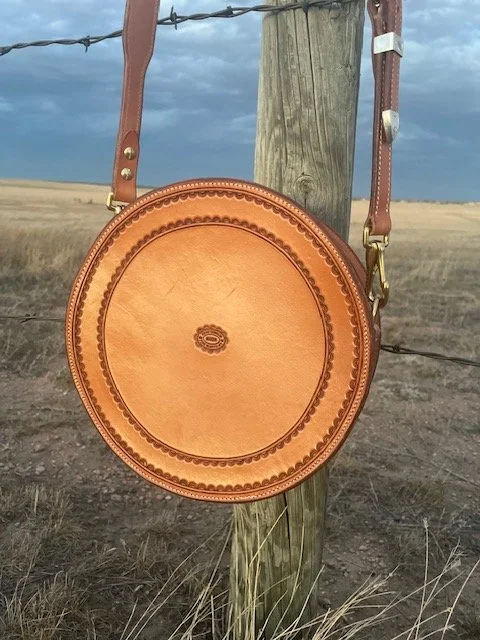 Western Tooled Round Leather Purse