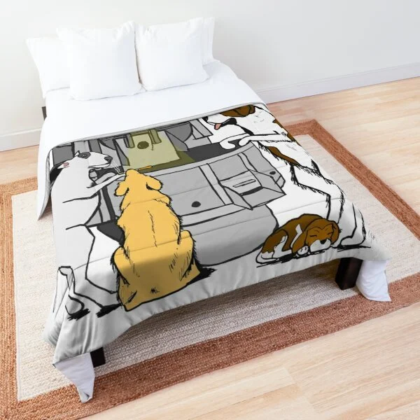 This shows a picture of dogs roasting coffee on a Loring coffee roaster.