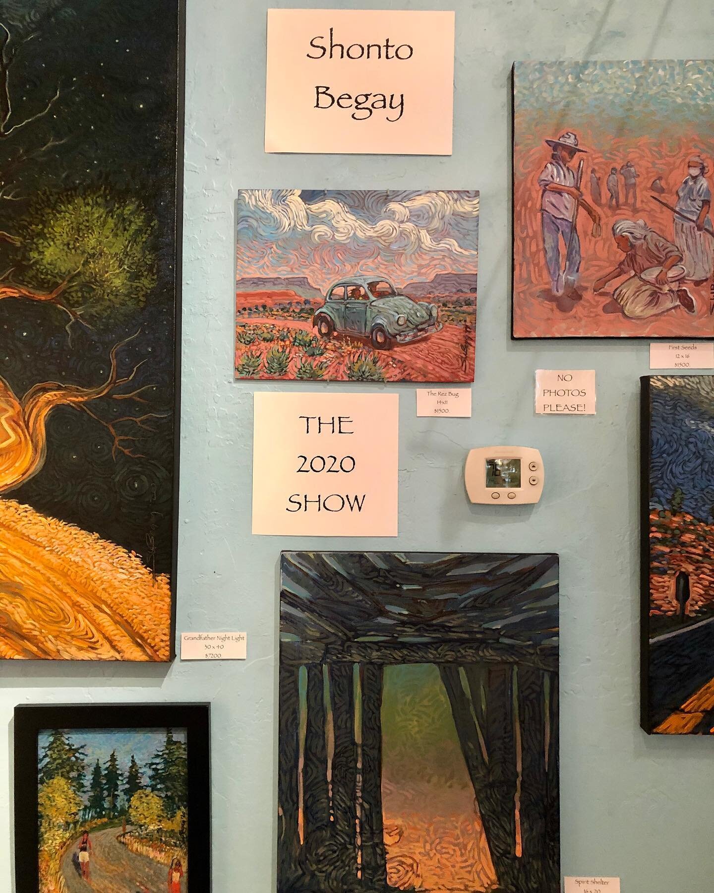 The 2020 Show, new paintings by #ShontoBegay honoring #Navajolife. Exhibit  thru July. Contact the gallery for more info. #arizonaarts #dineart #finearts #flagstaffgallery #flagstaffdba