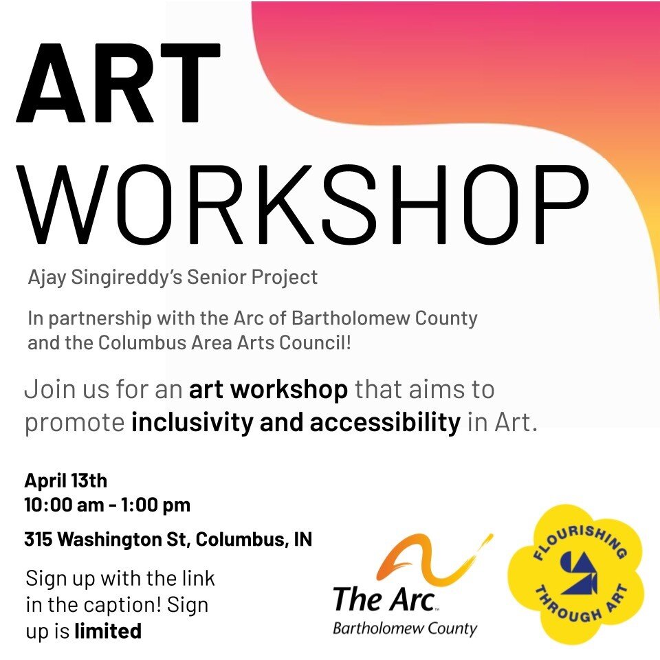 Join us for our 2nd workshop as part of a senior project and a collaboration with the Columbus Area Arts Council !!
If you'd still like to join us, register here. Lunch Included! https://docs.google.com/forms/d/e/1FAIpQLSfGYNwOZW6fGZ1kvDh2CXzjqYcEJtx