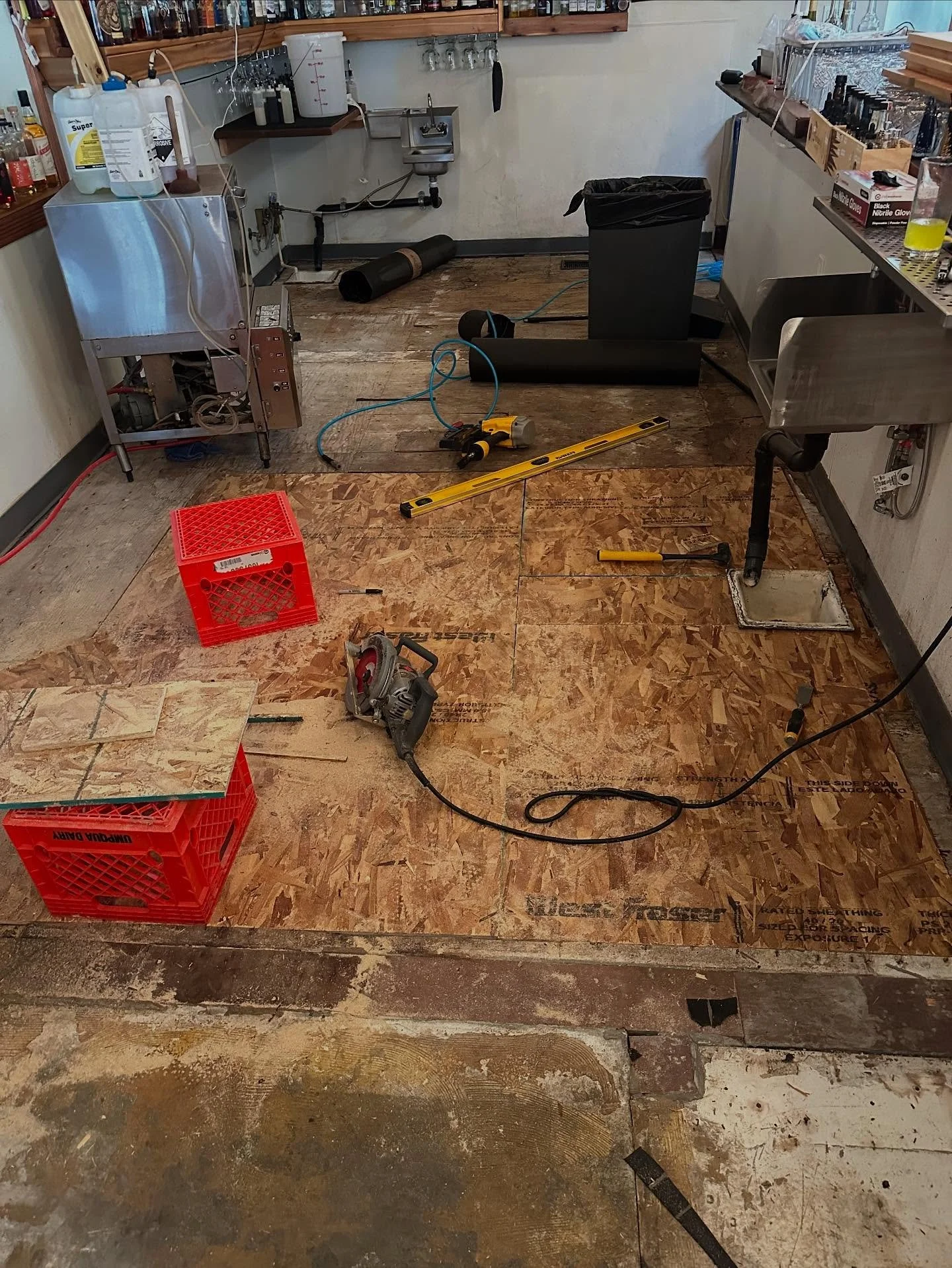 We are closed until the 10th! But nothing is wrong! Or at least nothing that can&rsquo;t be fixed. It&rsquo;s time for new floors behind the bar, because Kris did a terrible job redoing them last year 😬🫠😂 plus some other glow up stuff to keep us c