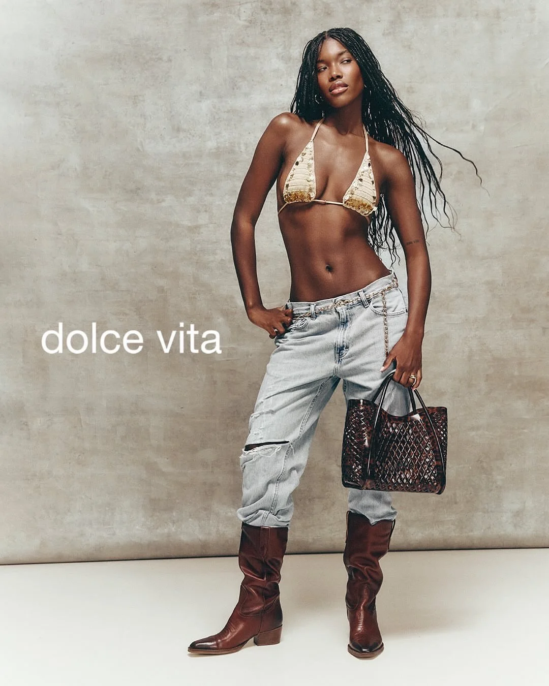 @taylormoniique for @dolcevita 
Photographed by @lianbenoit 
Assisted by @slightlycaptivated 
Digi @ericbryd
Styling by @chloe.felopulos 
Assisted by @hadleytutton 
Hmu @kelseymorgan 
Assisted by @emmaelizabeth_mua 
ACD @maddyy_vb 
AD @nat.gilll 
Pro