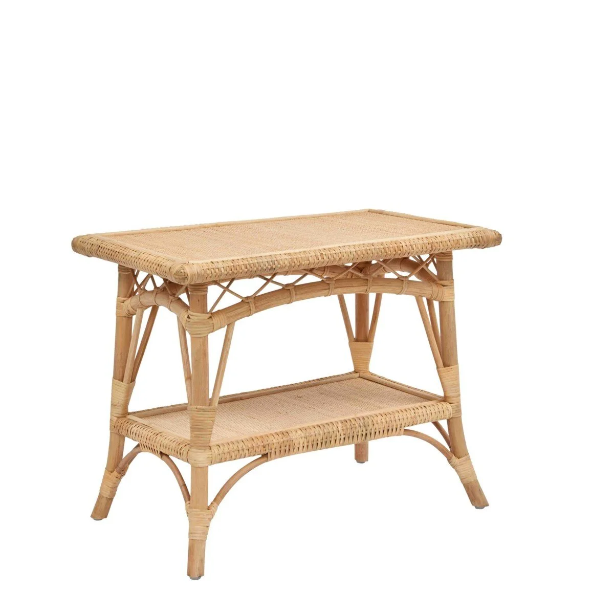 Rectangle light natural rattan side table