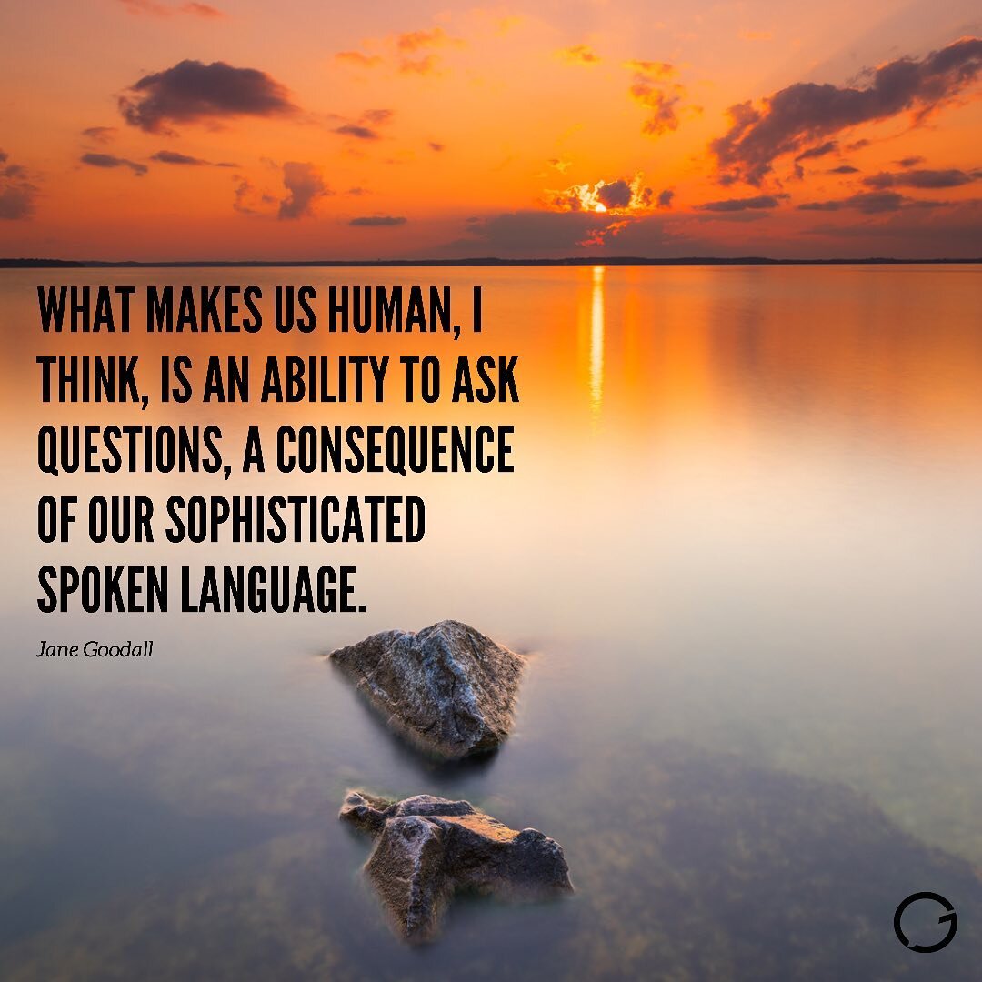 &ldquo;What makes us human is an ability to ask questions, a consequence of our sophisticated spoken language.&rdquo; -Jane Goodall