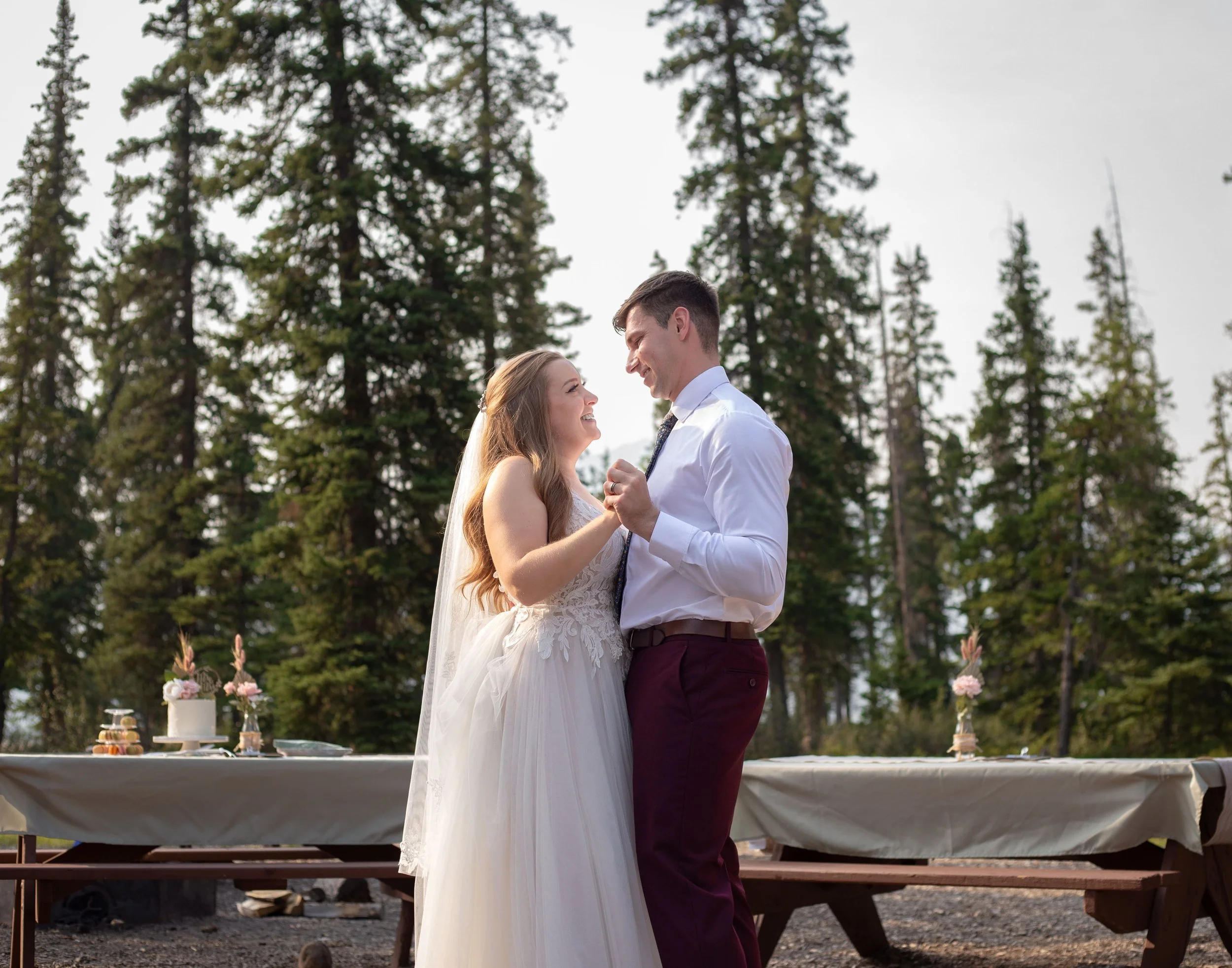 A first dance, among the picnic tables at the Athabasca Day Use Site