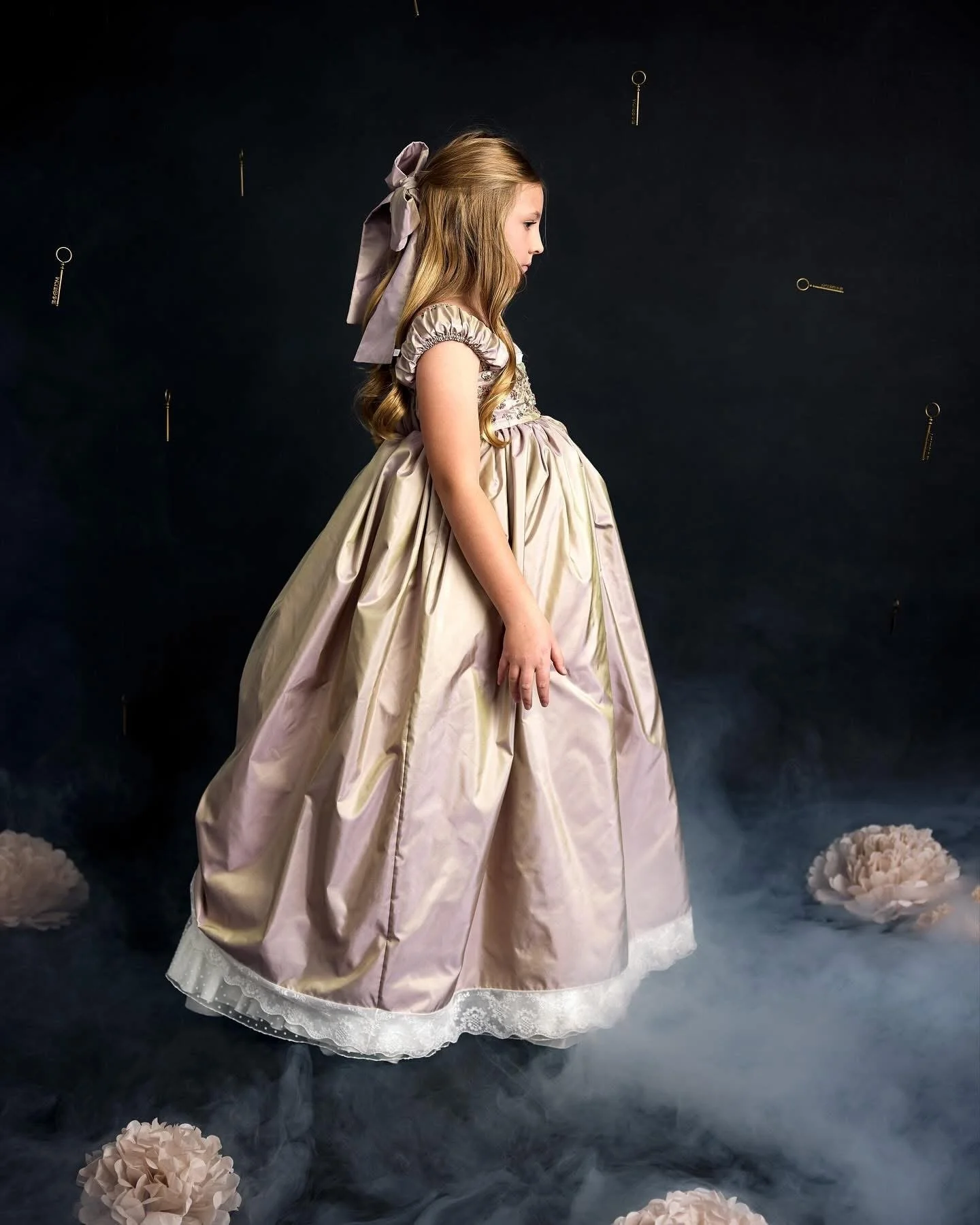 Silk pink Children's long gown