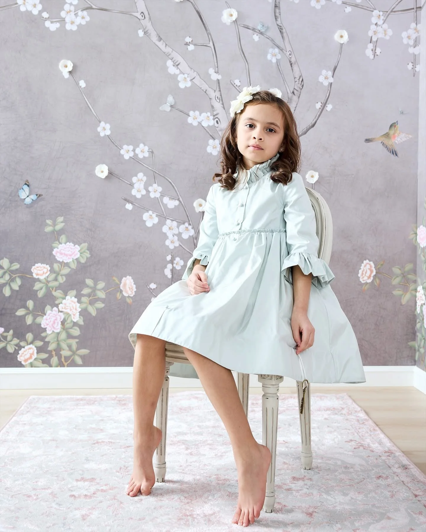 Pleated Silk Taffeta Children's Gown