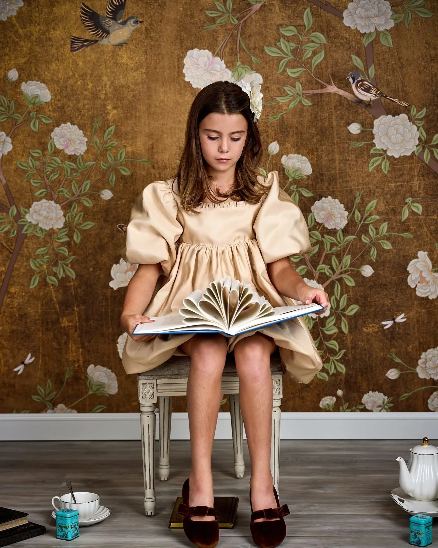 Silk Embroidered Taffeta Children's Dress