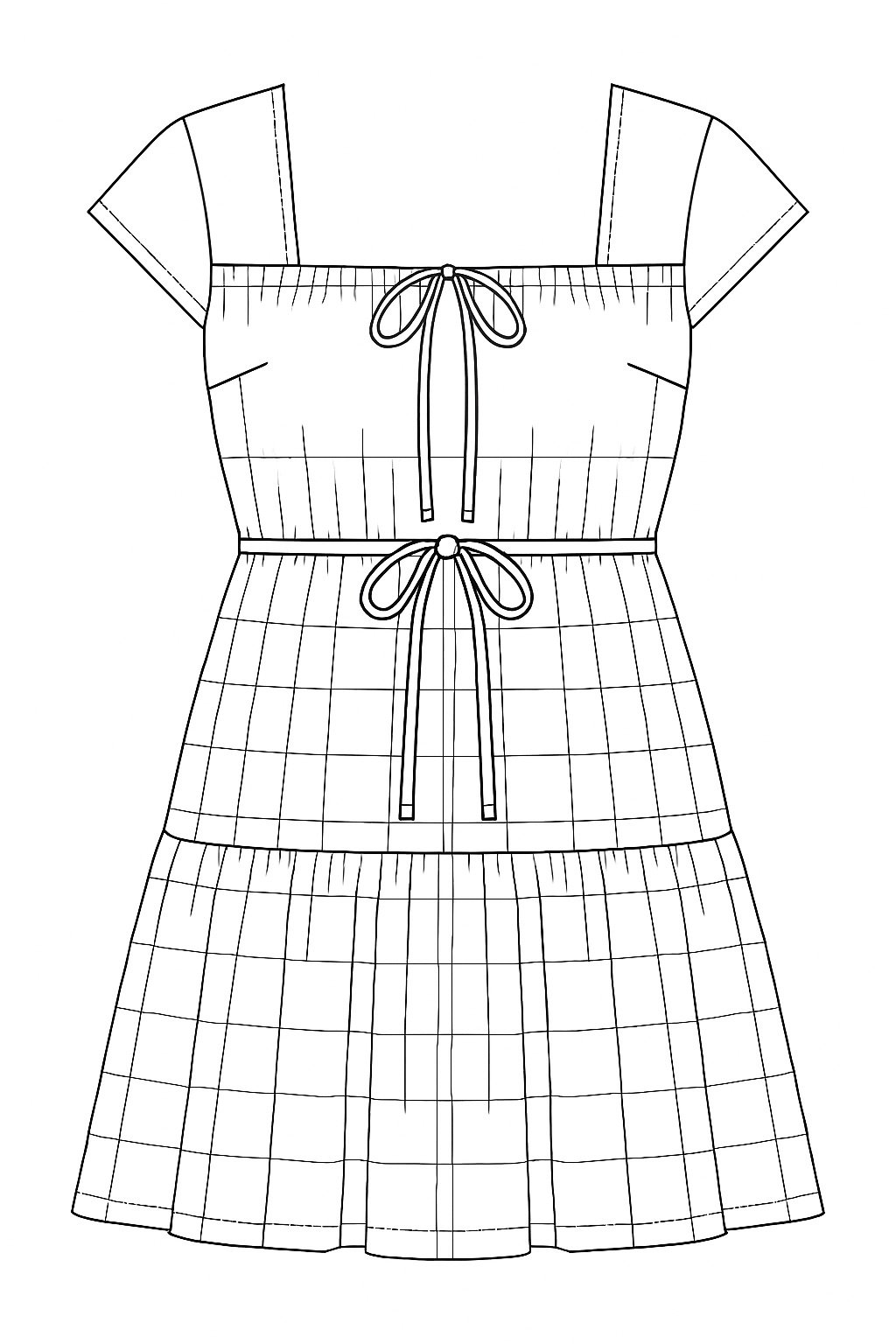Lora Cap Sleeve Dress Front by Patterns World Inc..jpg