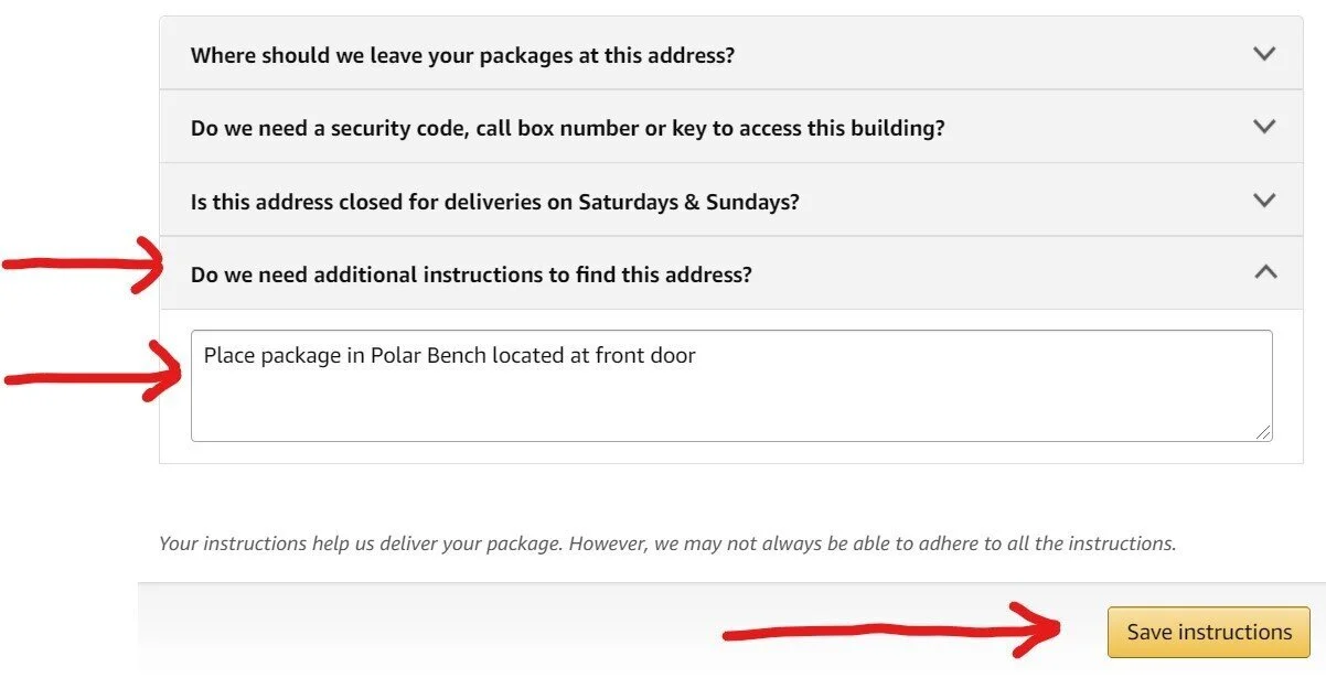 how to add delivery instructions on amazon