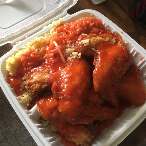Classic carryout staple. Fried rice and Mambo Chicken Wings