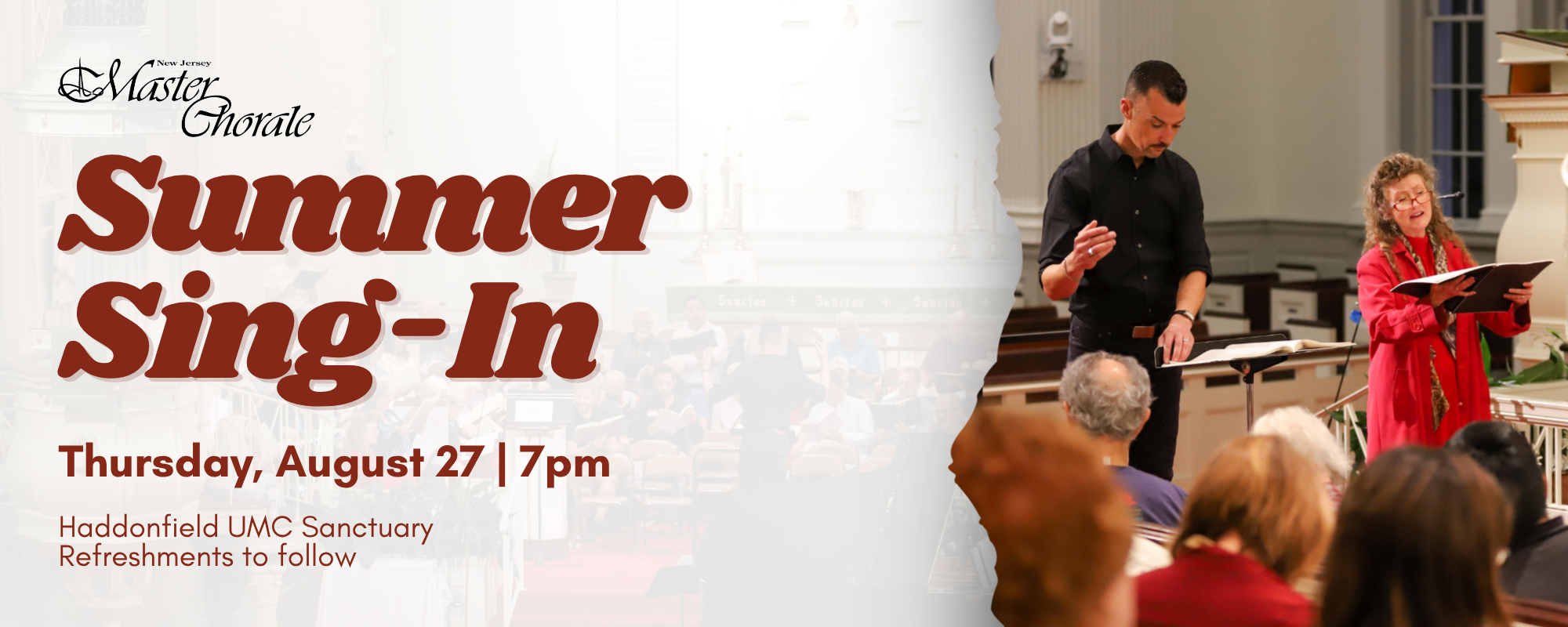 Summer Sing-In Thursday, August 27 at 7pm in the Haddonfield UMC Sanctuary with refreshments to follow.