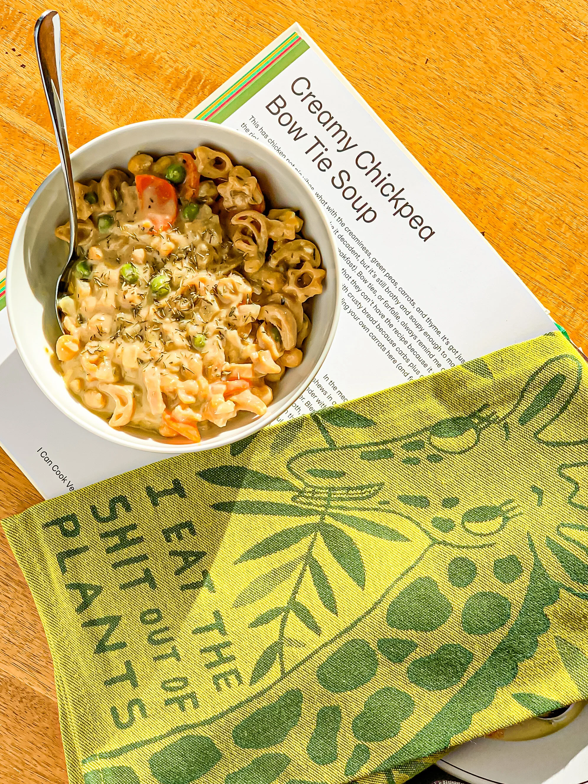 Creamy Chickpea Bow Tie Soup