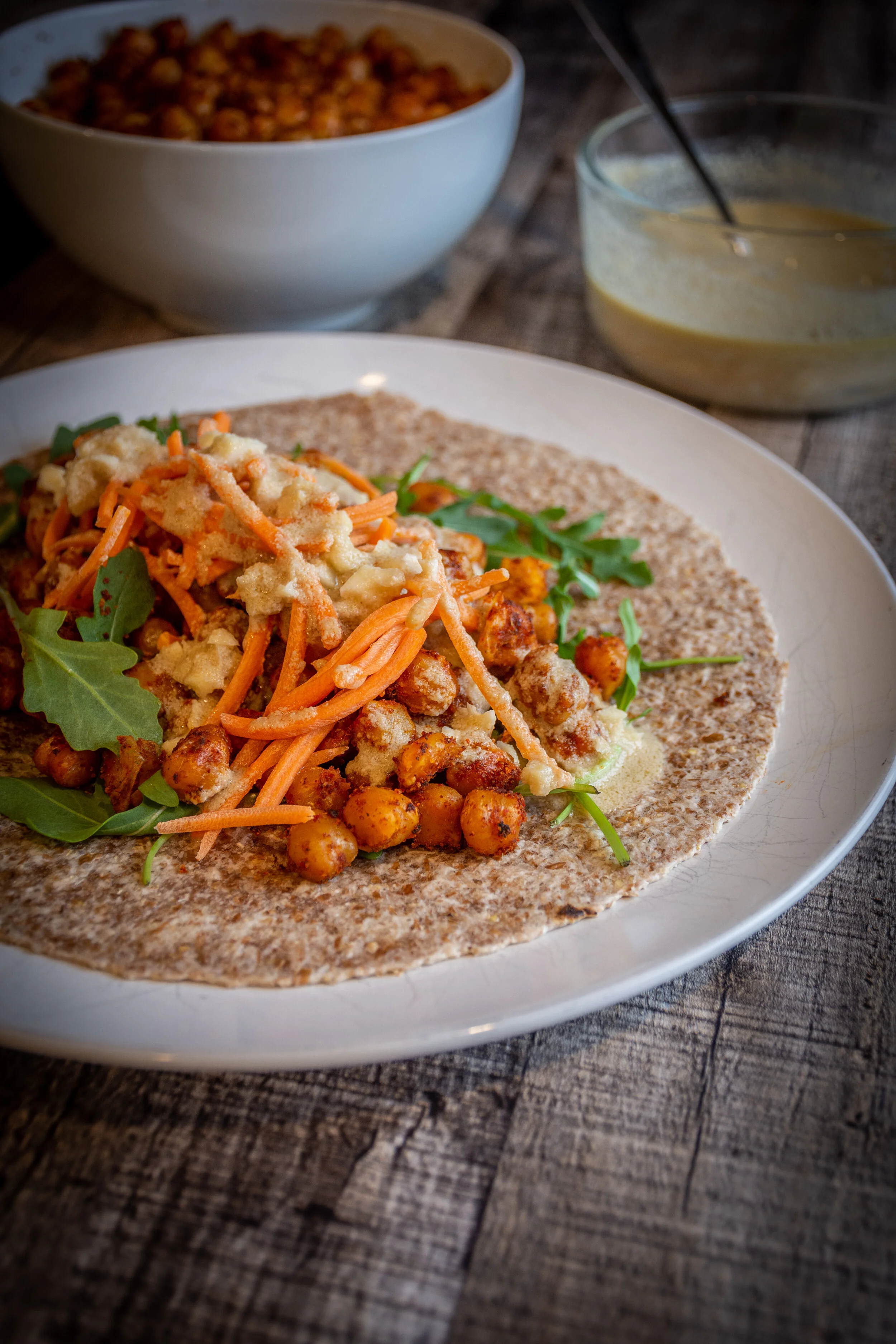 Spiced Chickpea Wraps with Tahini Dressing