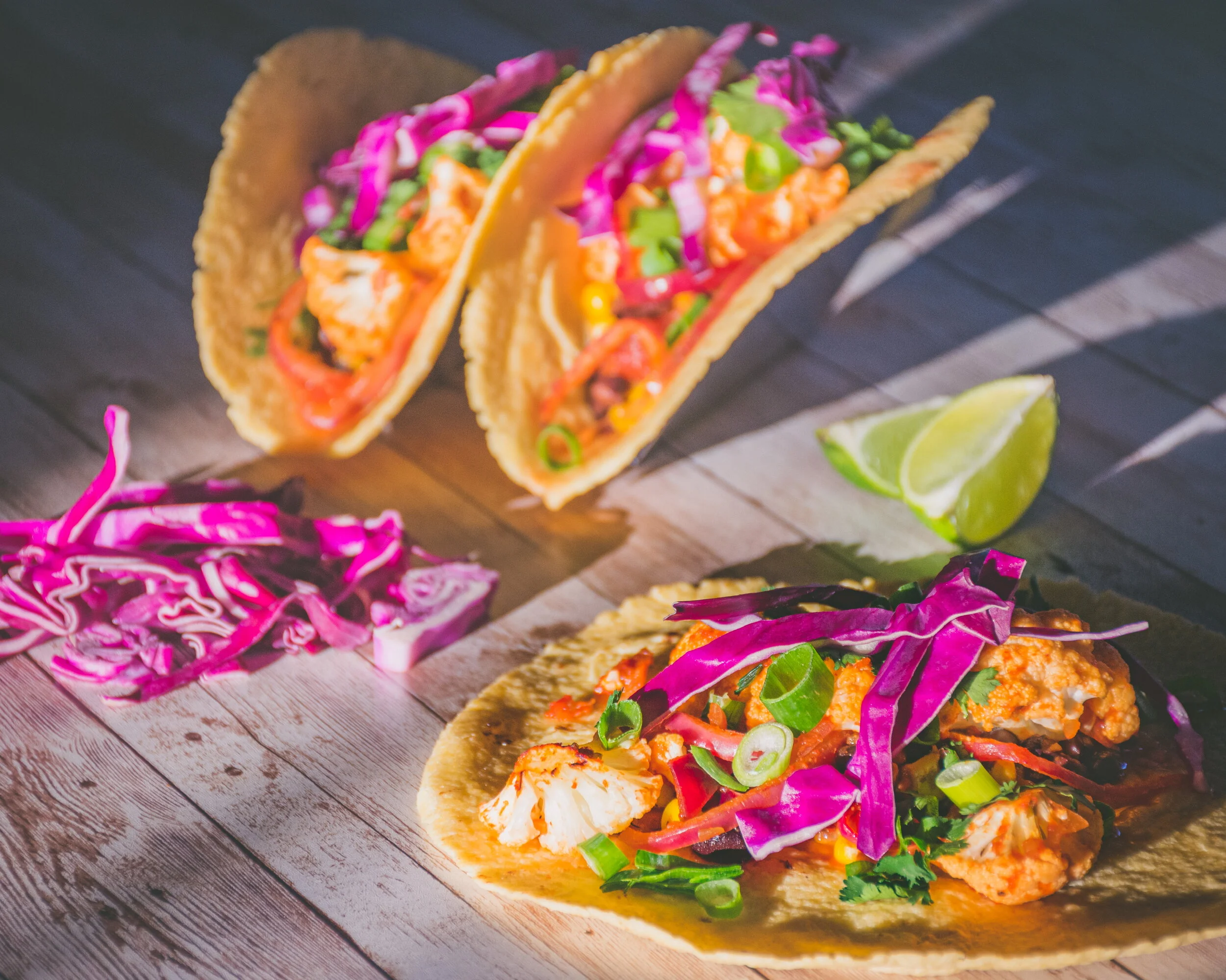 Charred Cauliflower and Red Onion Tacos