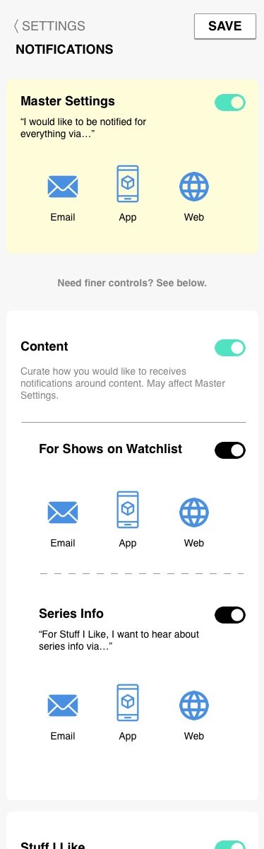 Settings planning - notifications