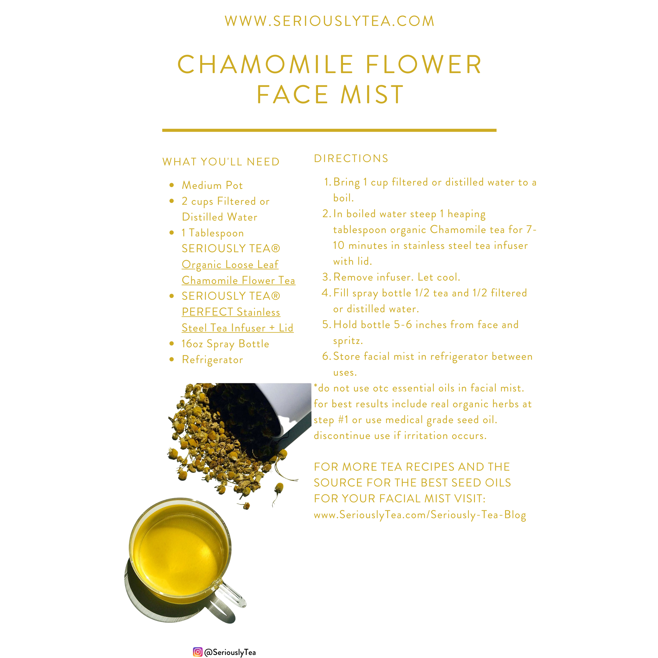 Chamomile Face Mist Recipe + Essential Oil — SERIOUSLY TEA®