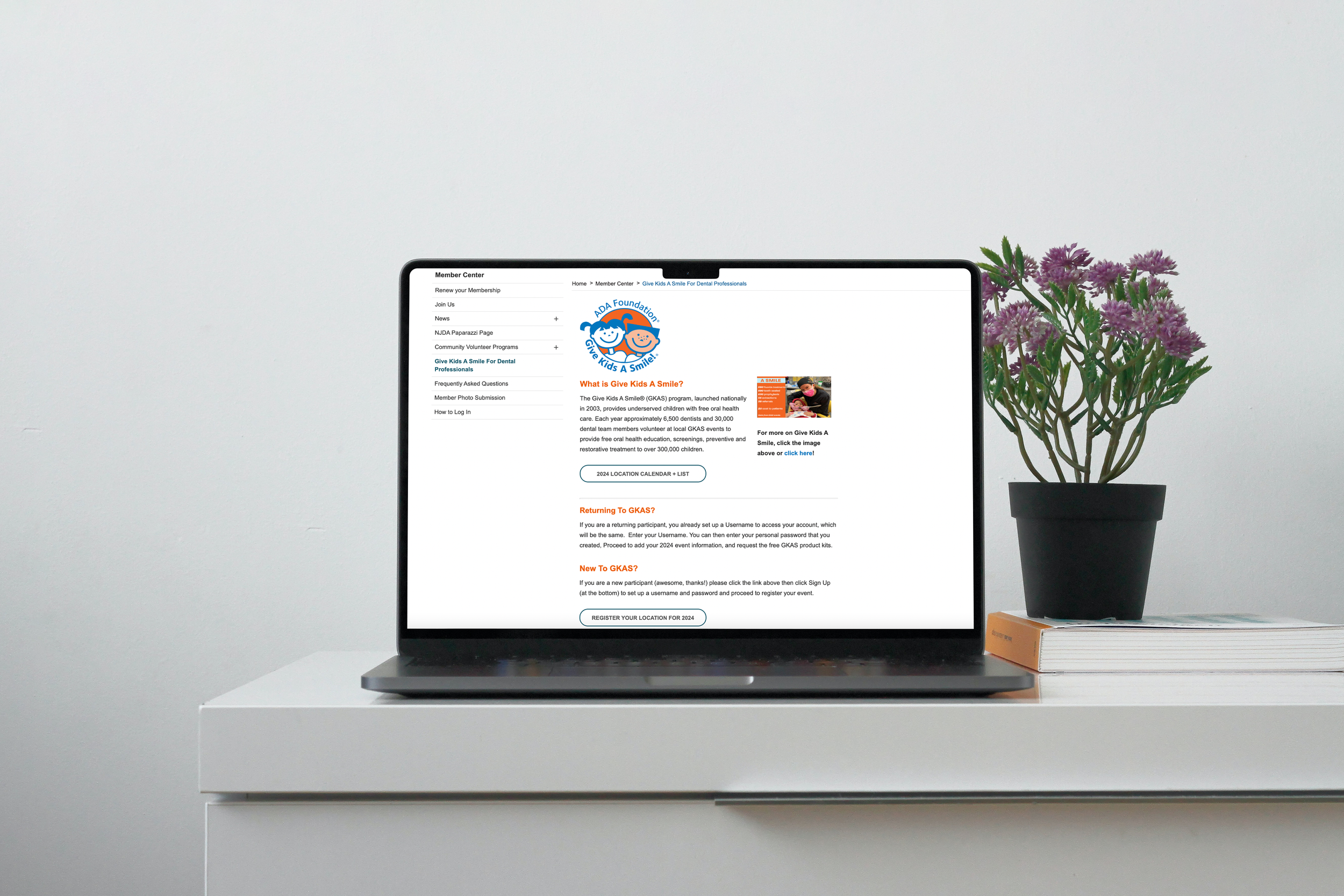 Give Kids A Smile Webpage Mockup