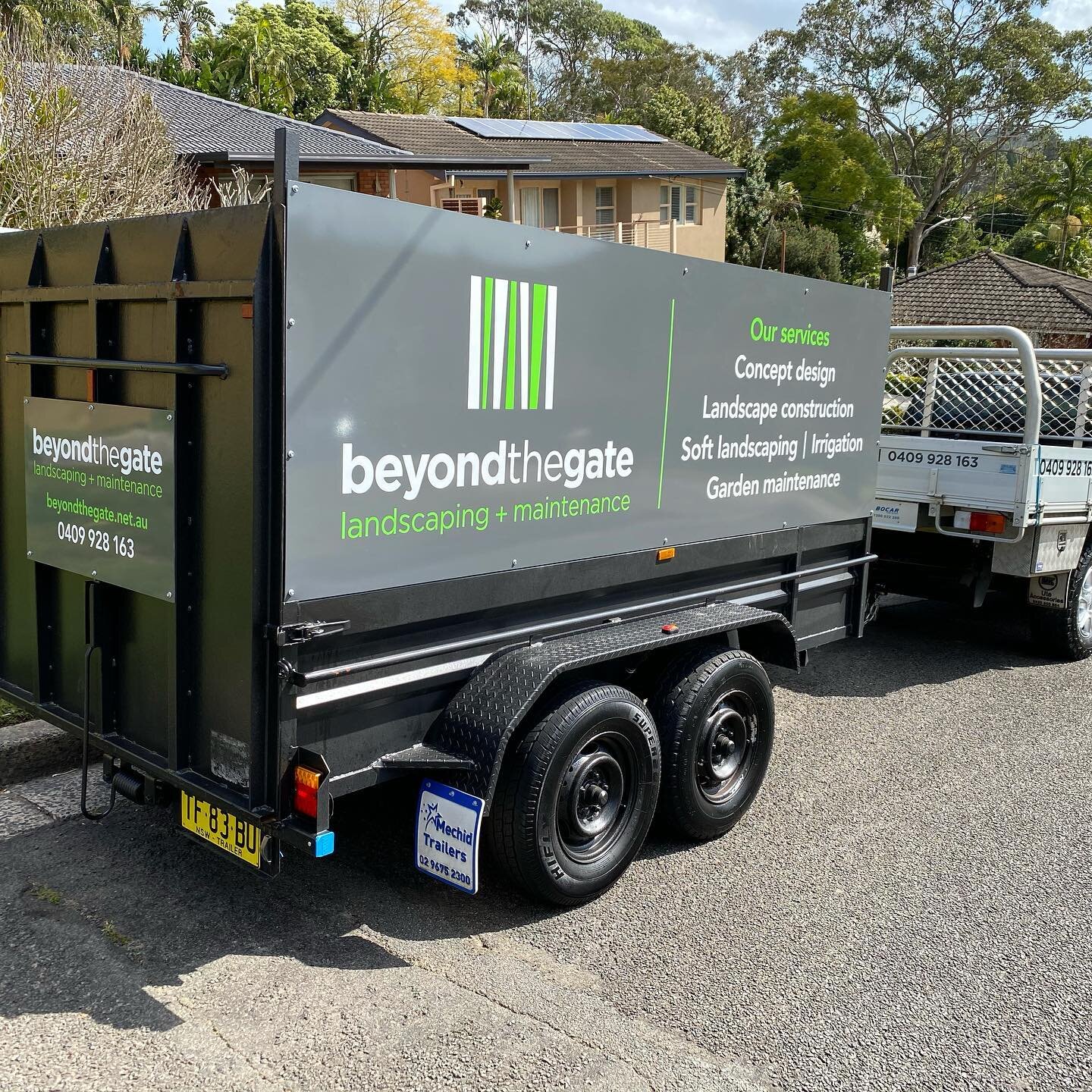 New signage on our trailer thanks to Signarama Gladesville and @fisherdesign.architecture #beyondthegate #beyondthegatelandscaping #trailersignage #branding #trailerbranding #worktrailer #gardenmaintenancesydney #gardenmaintenance #signaramagladesvil